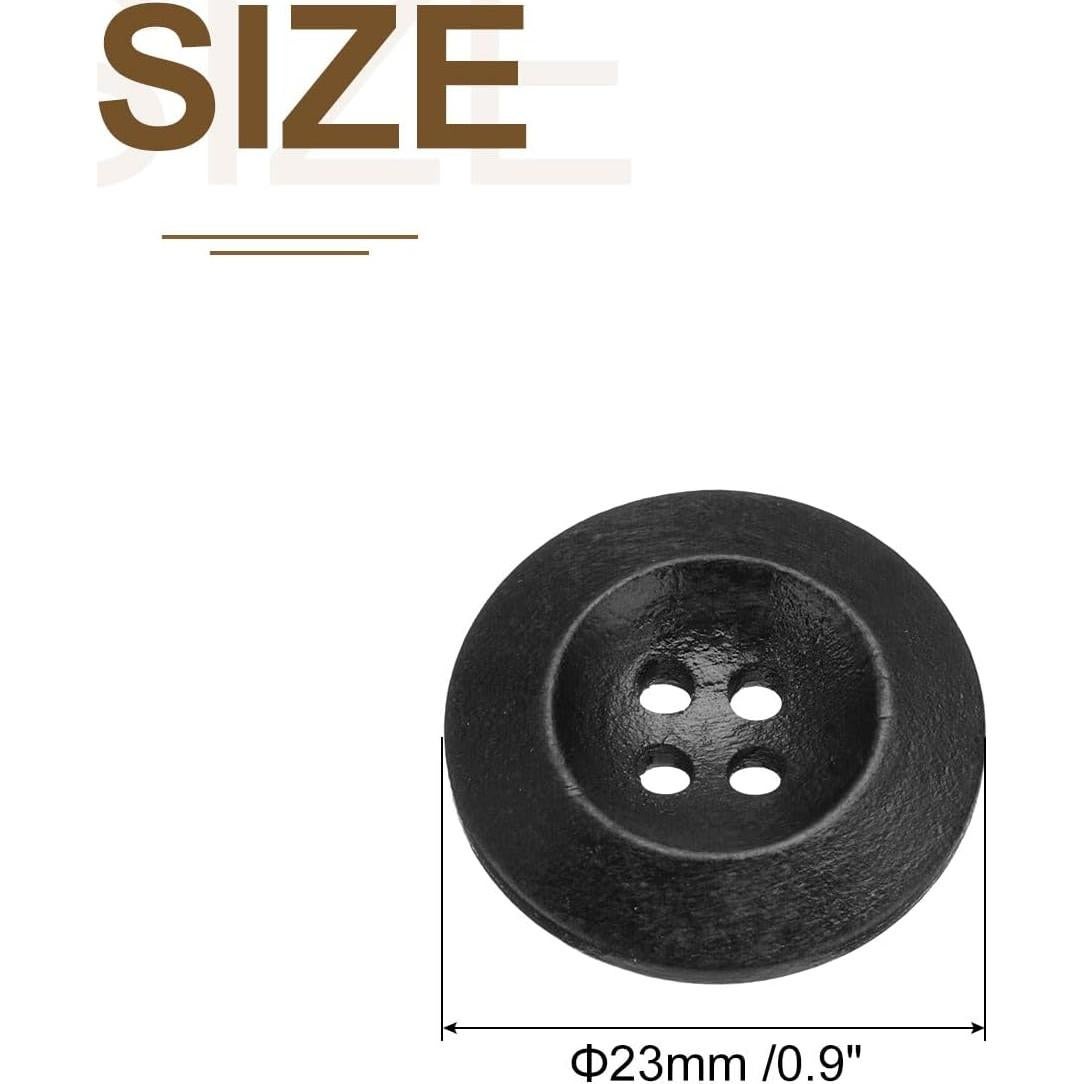 80 Botones de Madera Redondos 23mm uxcell Negro para Costura