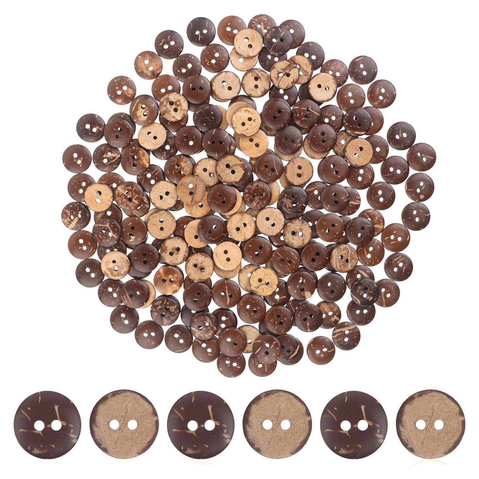 200 Botones de Madera de Coco 12.5mm Mozeat Lens Marrón