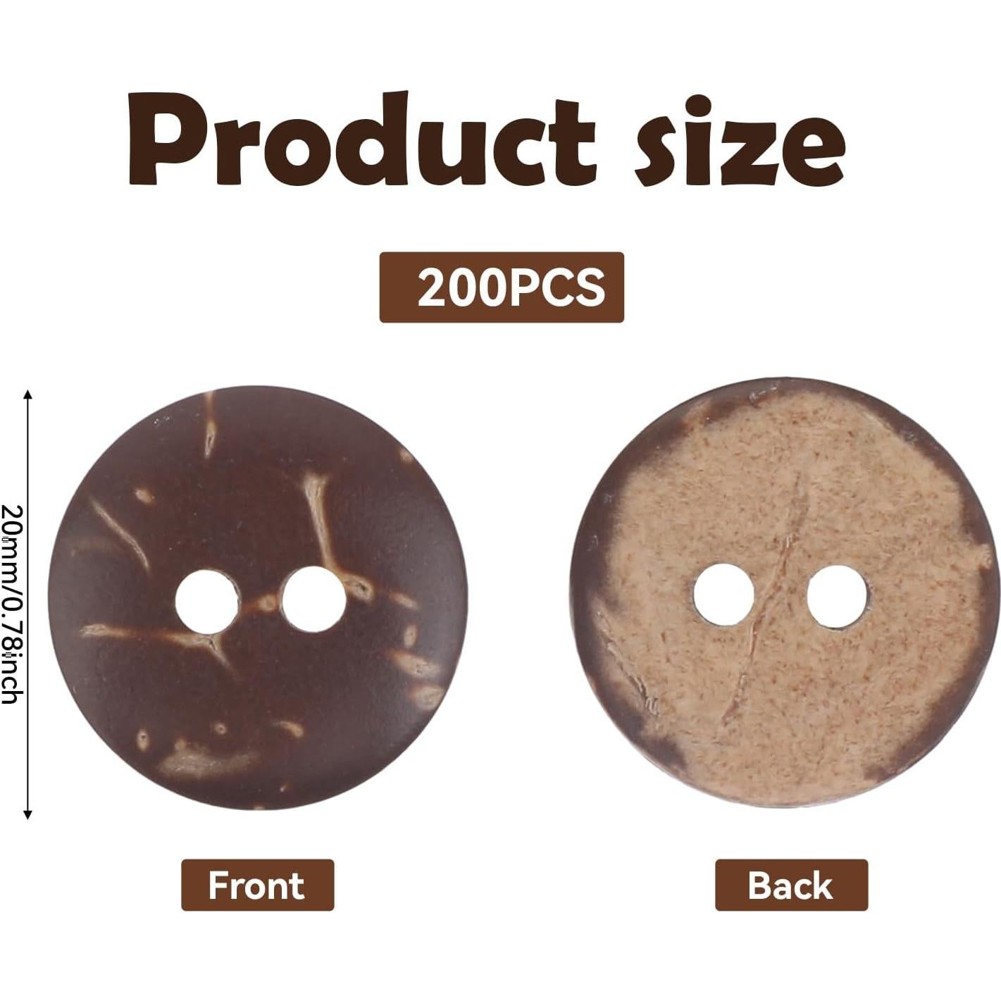 200 Botones de Madera de Coco 12.5mm Mozeat Lens Marrón