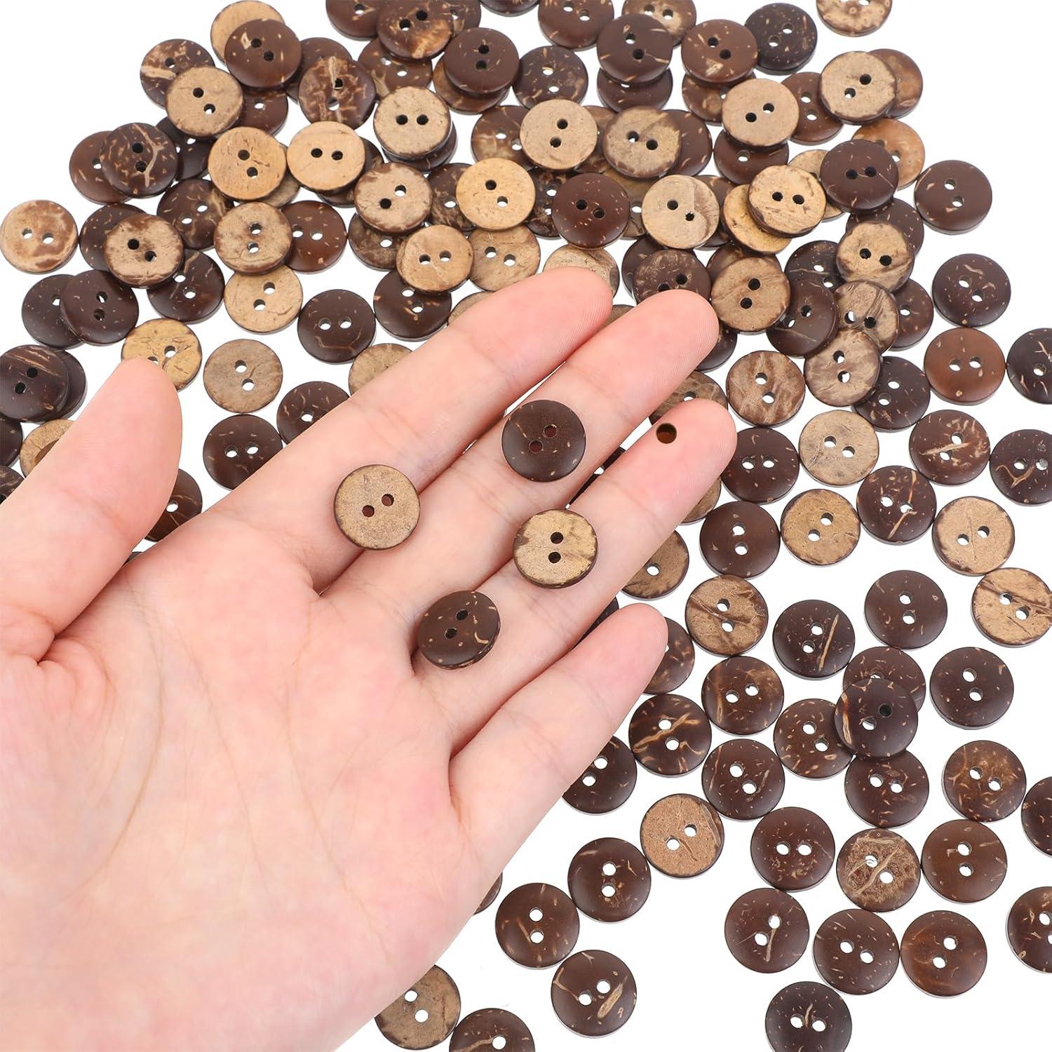 200 Botones de Madera de Coco 12.5mm Mozeat Lens Marrón