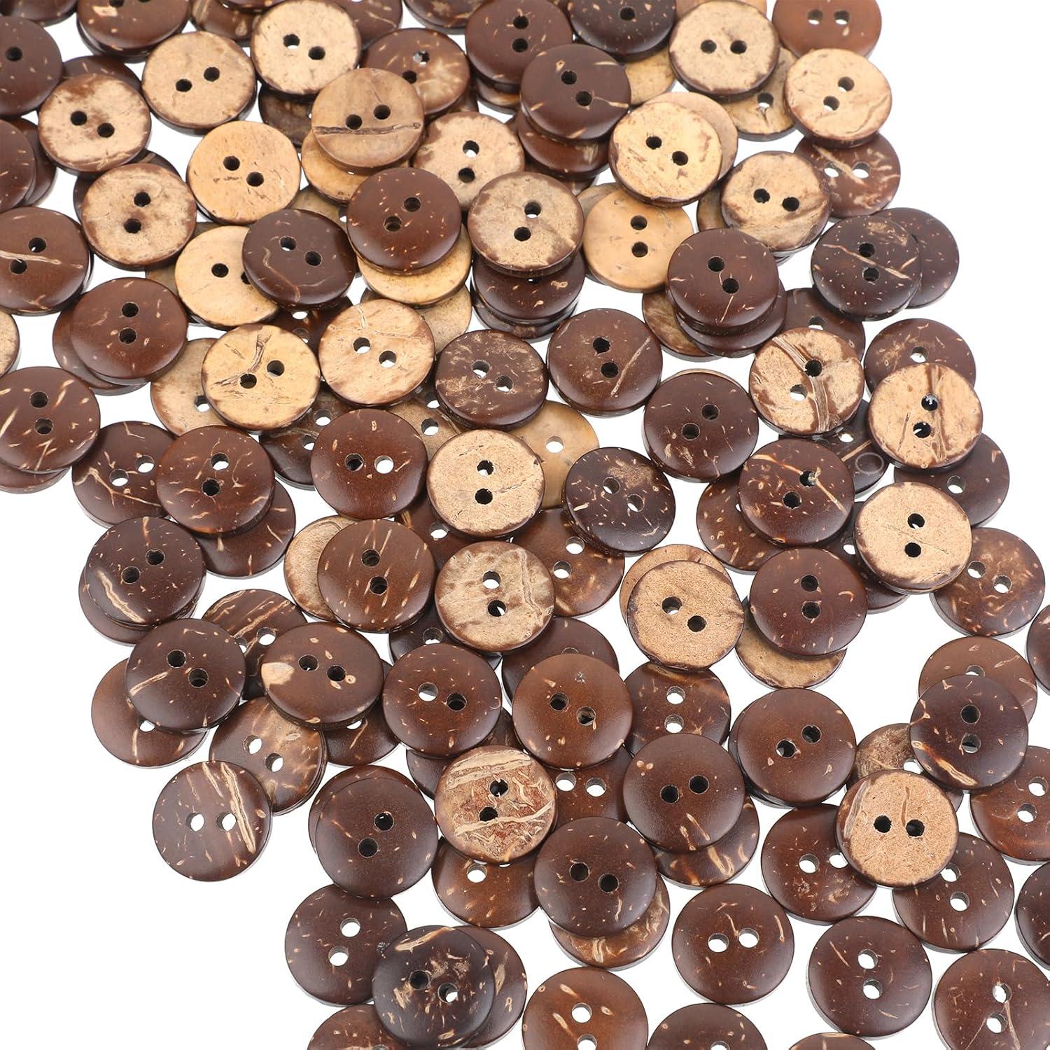 200 Botones de Madera de Coco 12.5mm Mozeat Lens Marrón