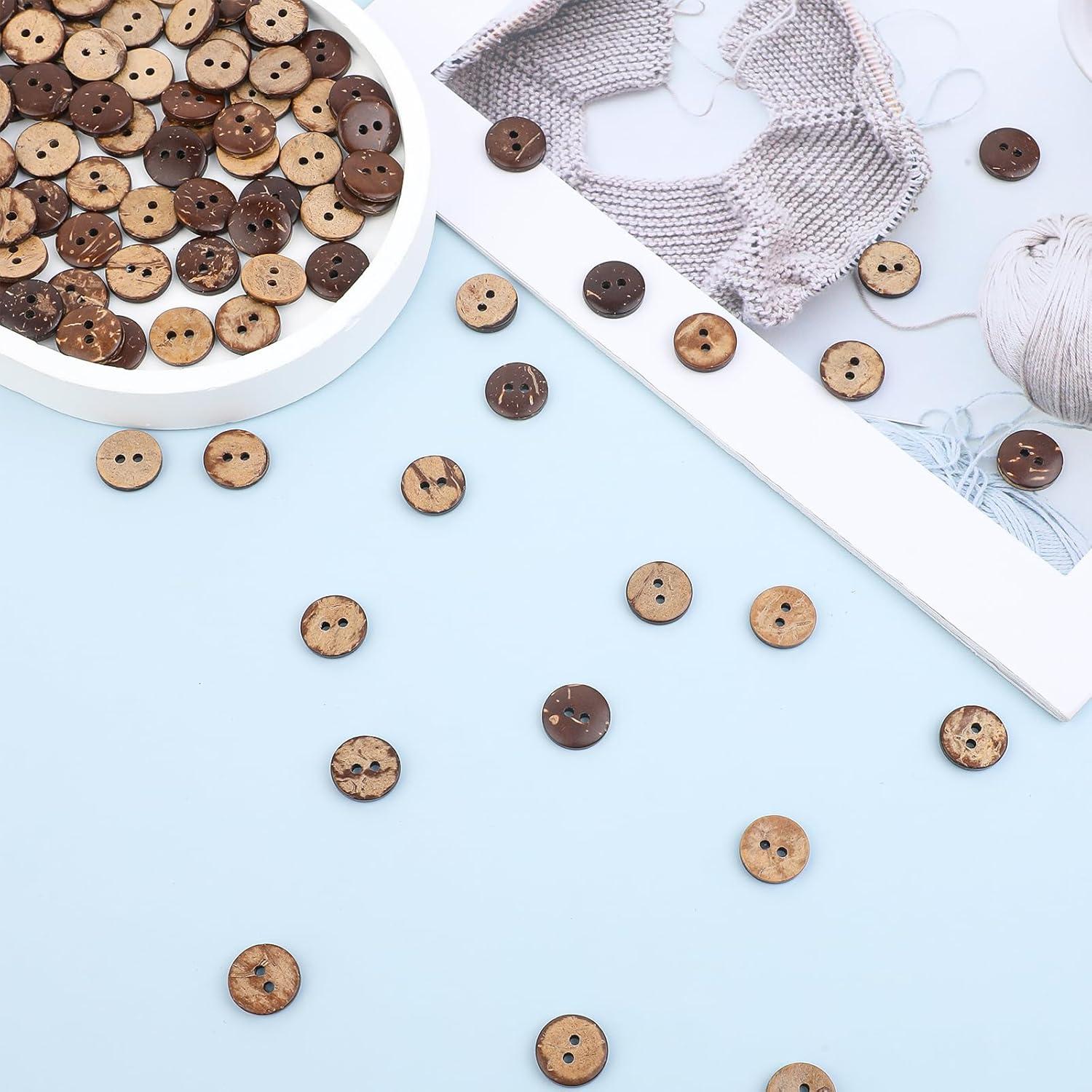 200 Botones de Madera de Coco 12.5mm Mozeat Lens Marrón