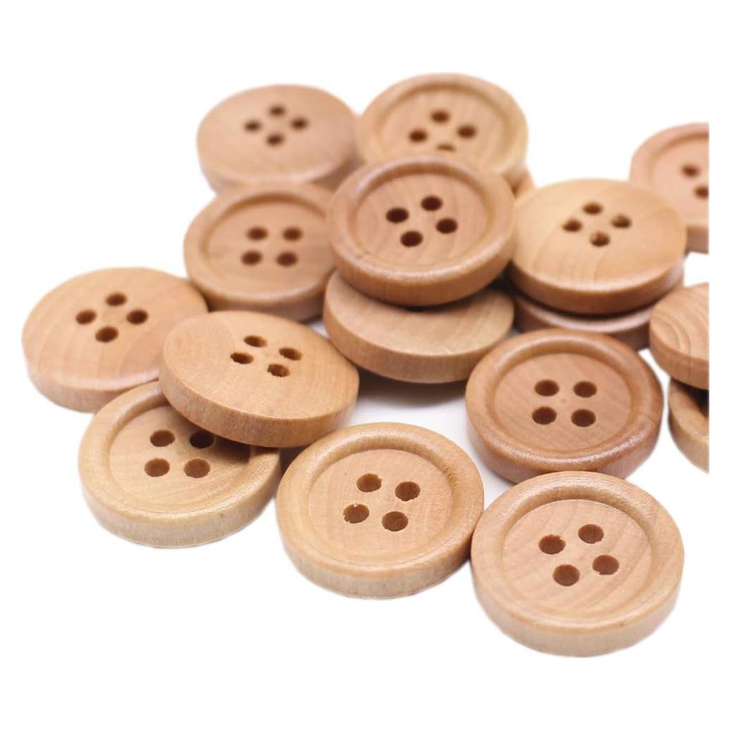 30 Botones de Madera Natural 18mm YaHoGa para Coser