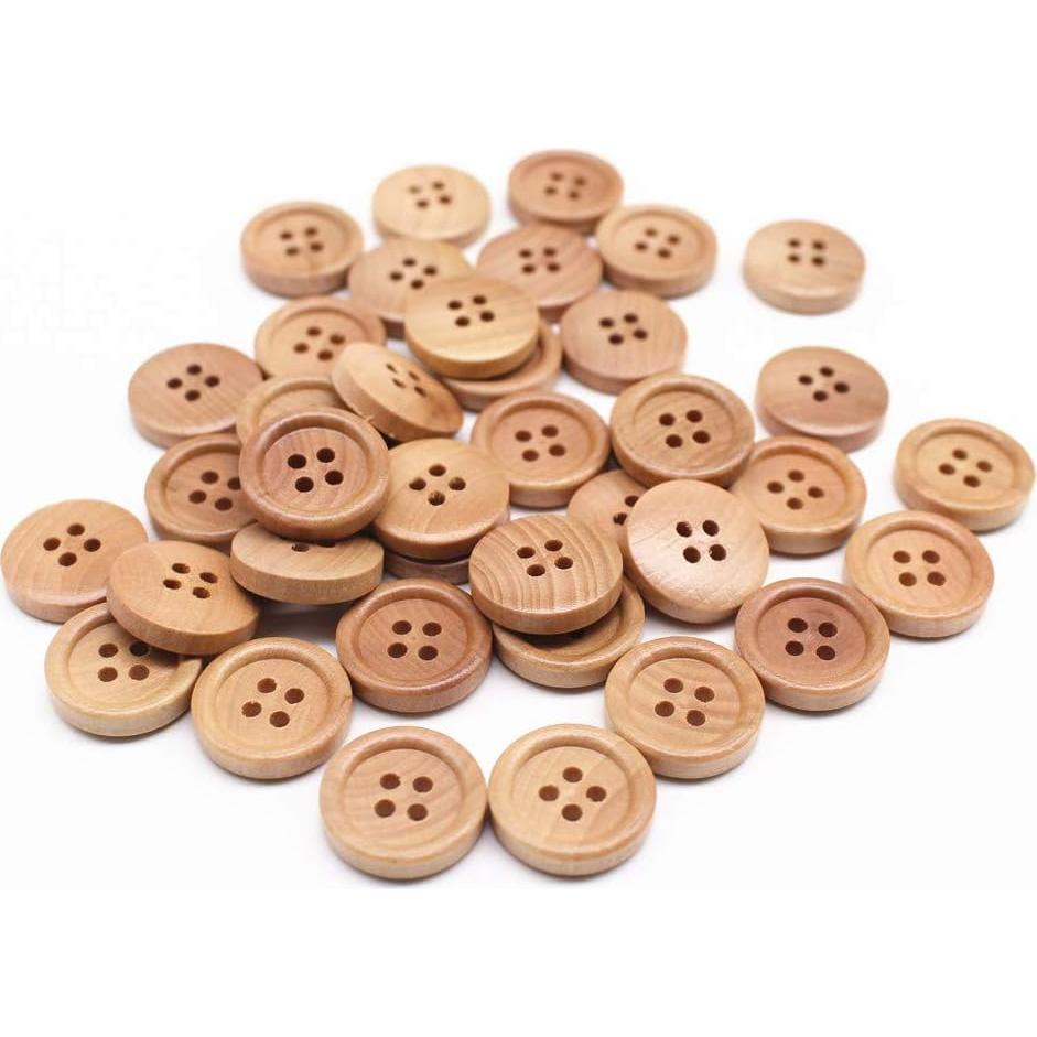 30 Botones de Madera Natural 18mm YaHoGa para Coser