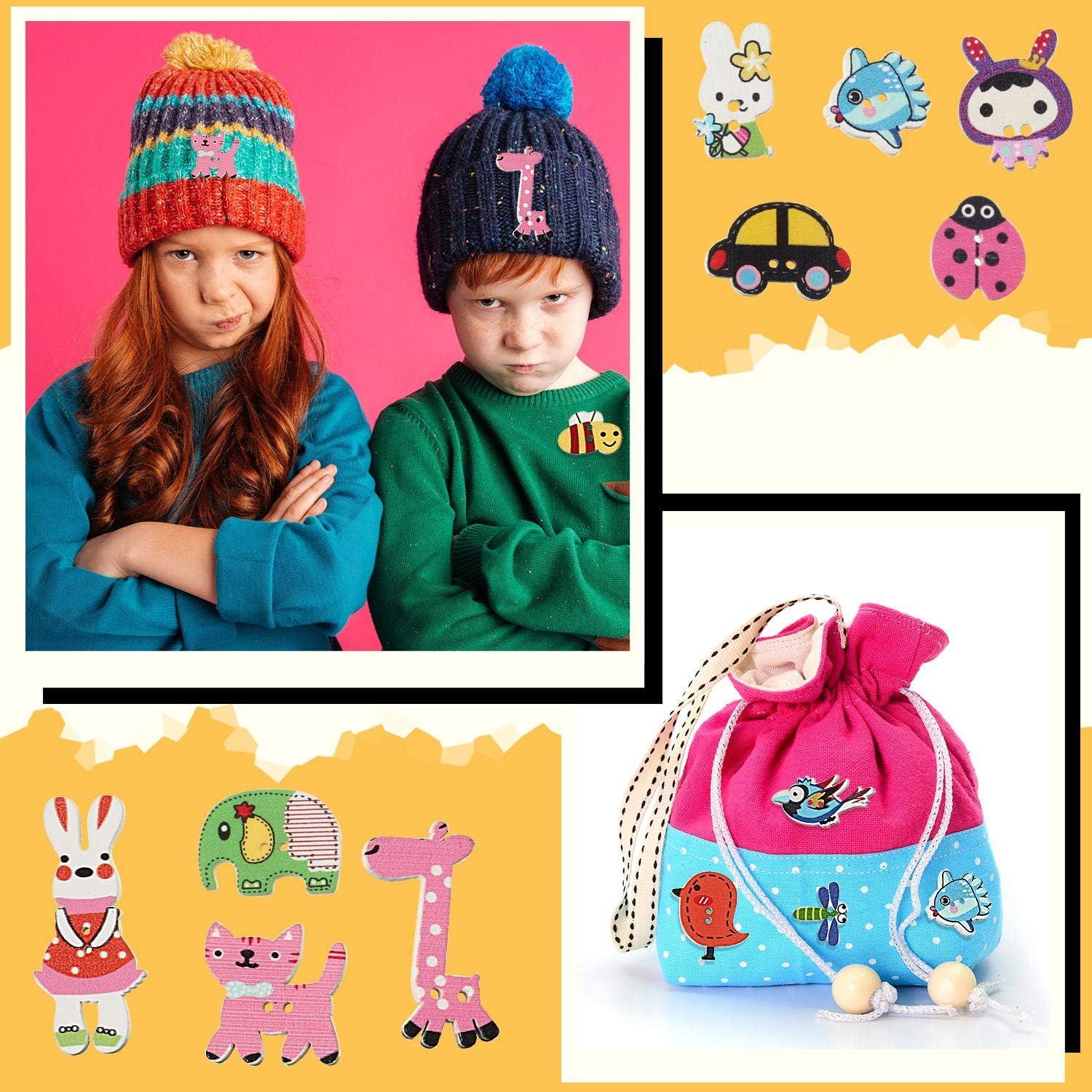 200 Botones de Madera Animales WILLBOND 1.5-3.0 cm DIY