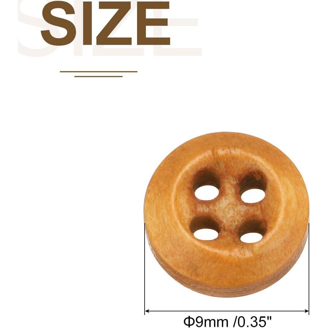 80 Botones de Madera Redondos 9mm uxcell - Marrón Claro
