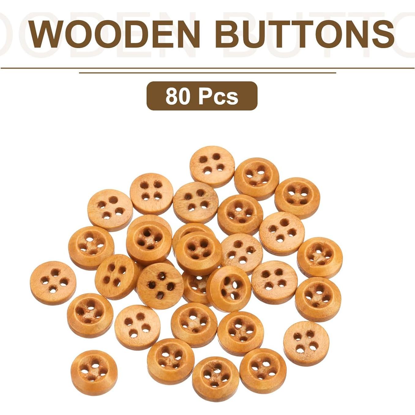 80 Botones de Madera Redondos 9mm uxcell - Marrón Claro
