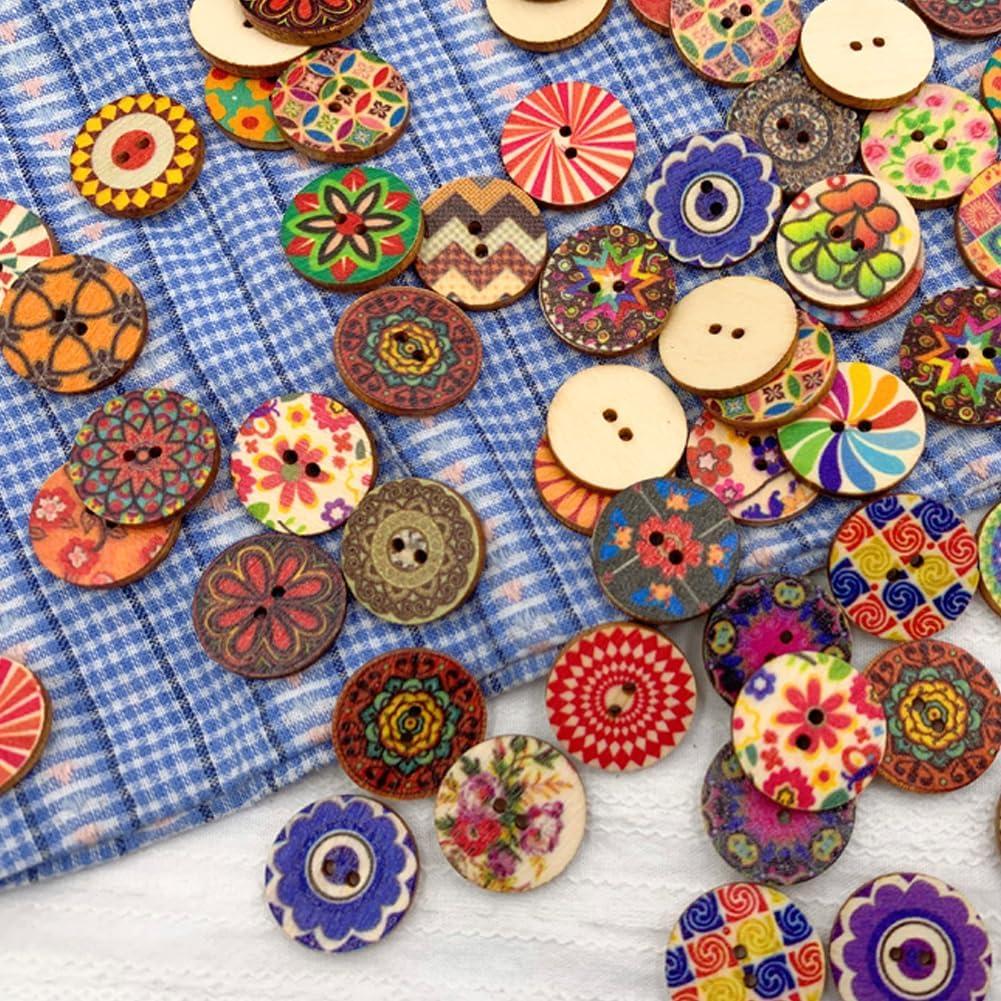 200 Botones de Madera Multi-Color 20mm para Manualidades DIY