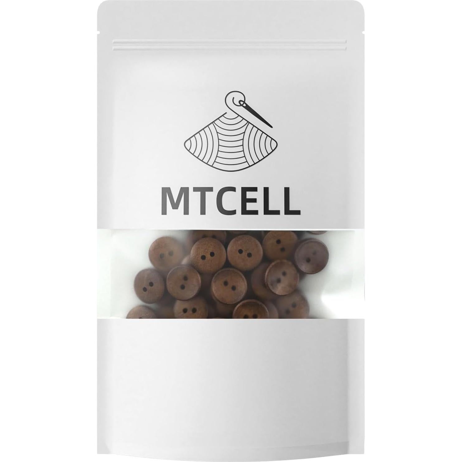 50 Botones de Madera MTCELL 18mm Marrón Convexos 2 Agujeros