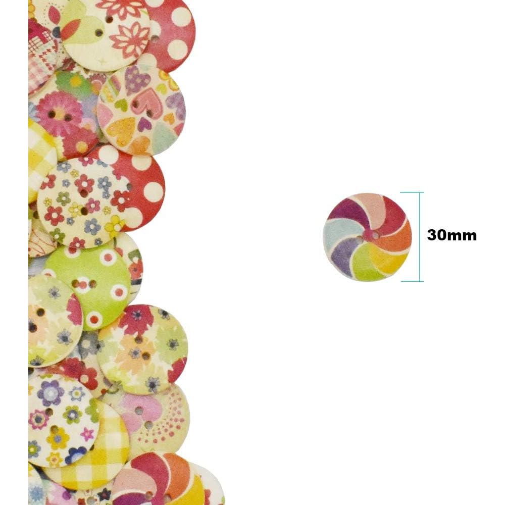 50 Piezas Botones de Madera Redondos 30mm HDST-HOME DIY