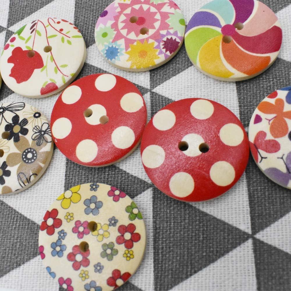 50 Piezas Botones de Madera Redondos 30mm HDST-HOME DIY