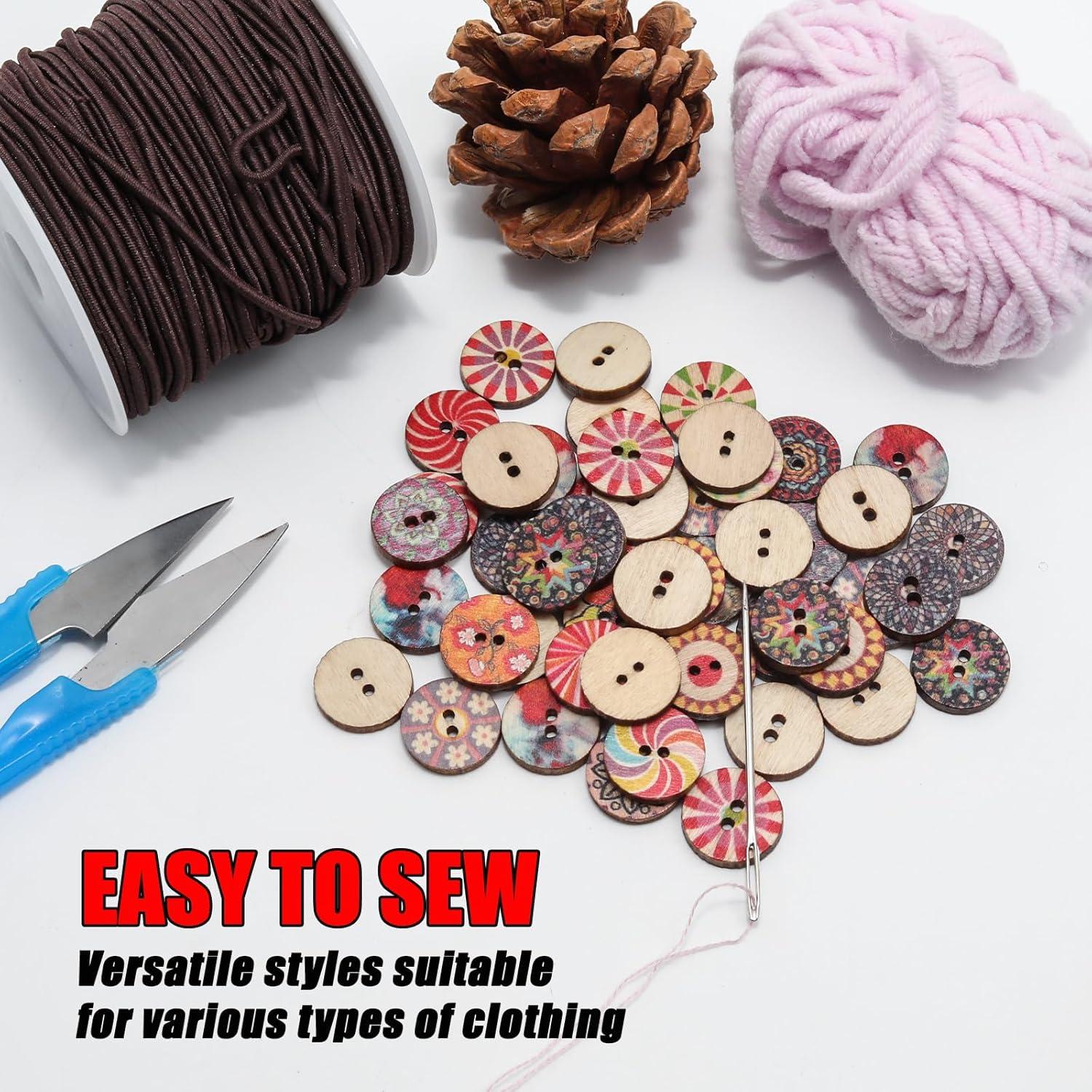 Botones de Madera Vintage Lilaly 50 Pcs 15mm 2 Agujeros