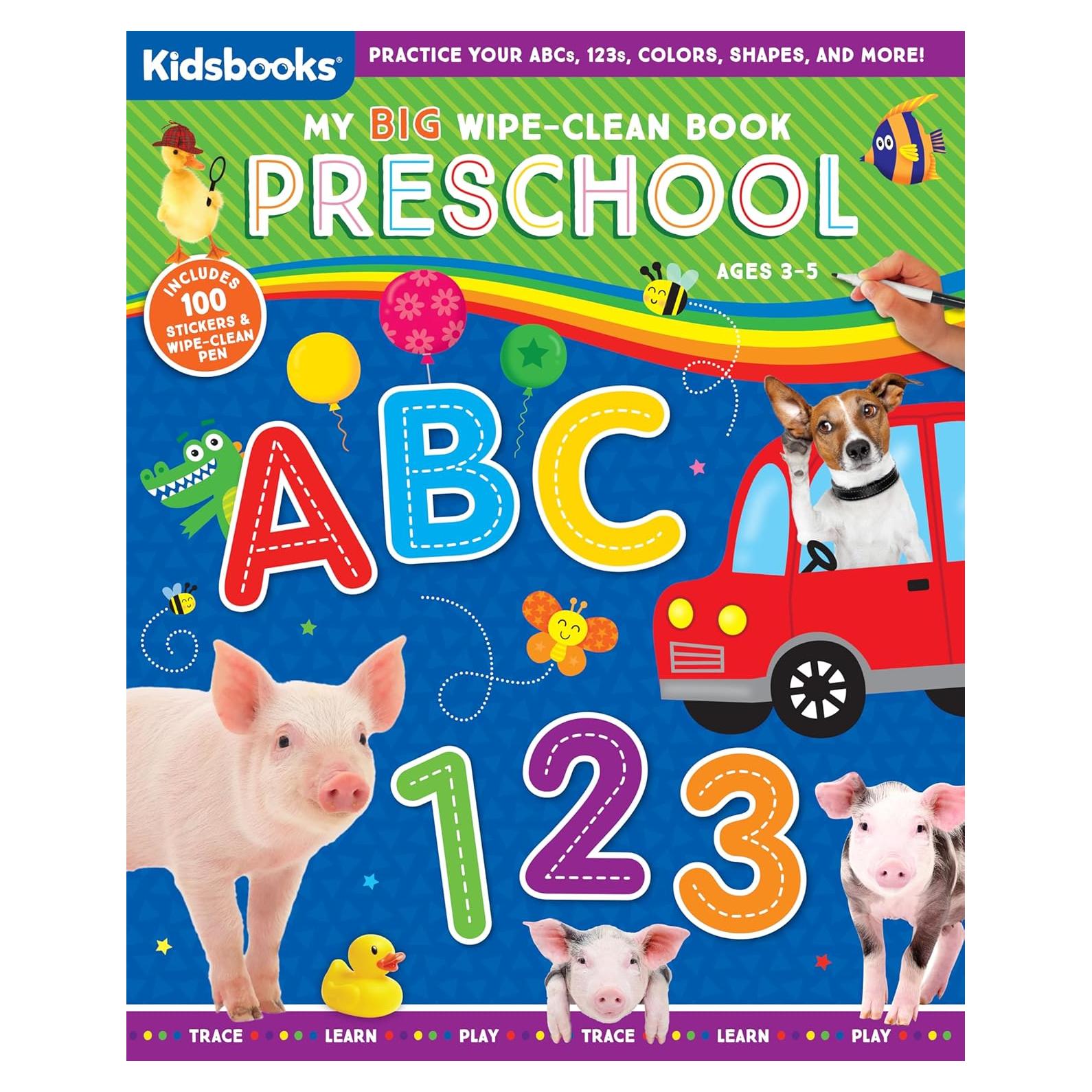 My Big Wipe-Clean Book: Preschool-Practice ABCs, 123s, Colors, Shapes and More-Includes 100 Stickers