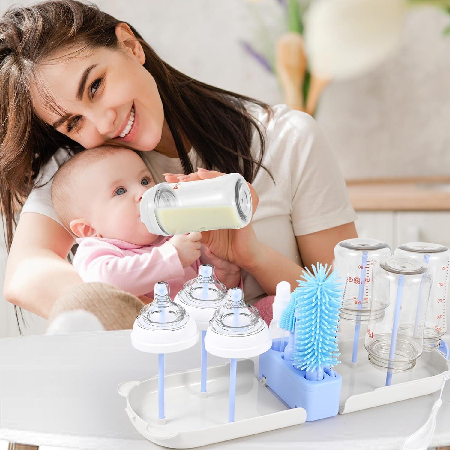 Kit de Limpieza de Biberones Portátil Lijroavy 7 en 1 Azul