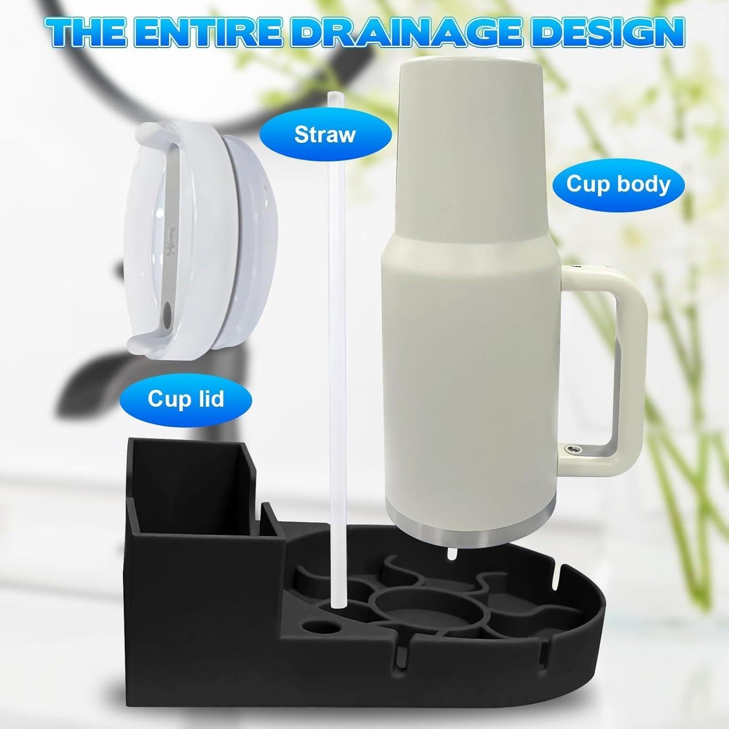 Soporte Secado de Botellas Czrqvyx 2 en 1 Silicona Negro