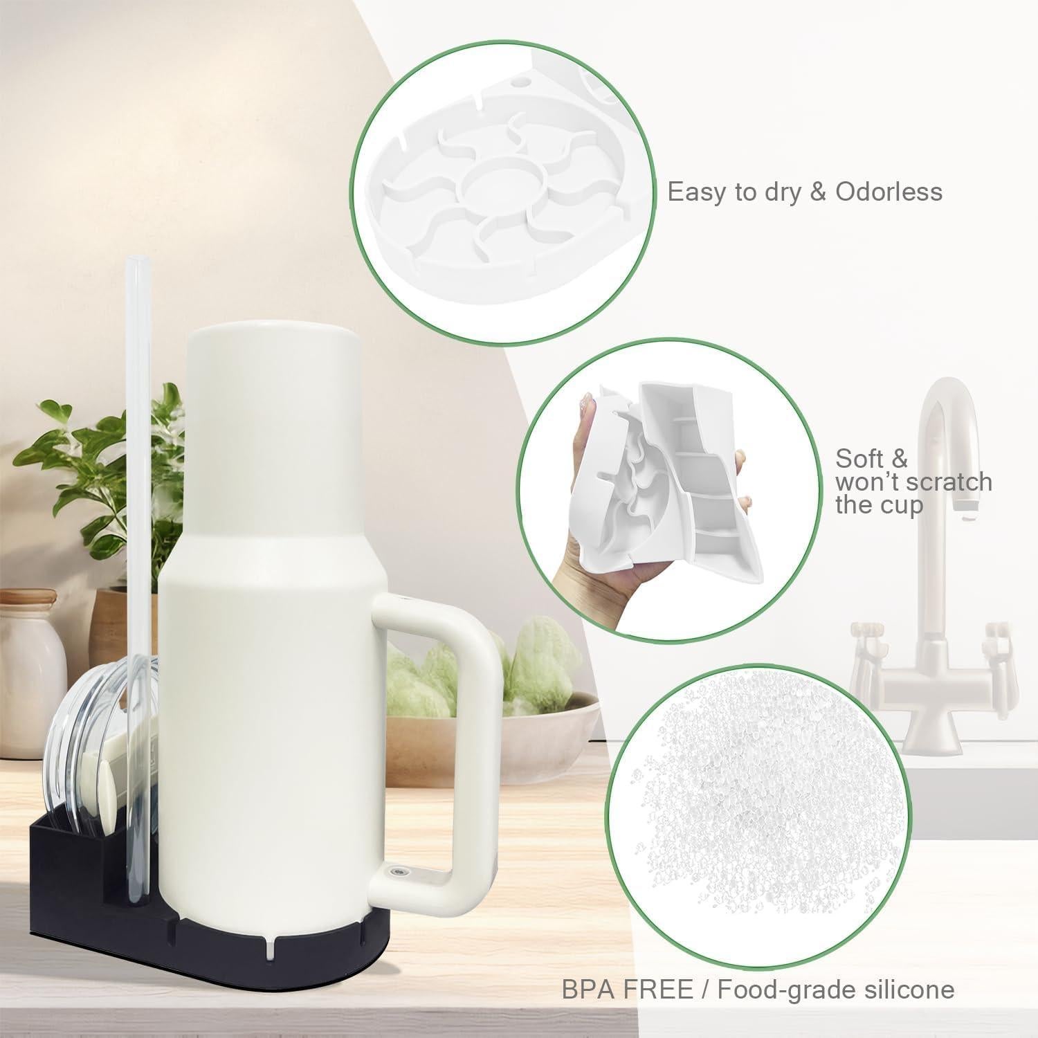 Soporte Secado de Botellas Czrqvyx 2 en 1 Silicona Negro