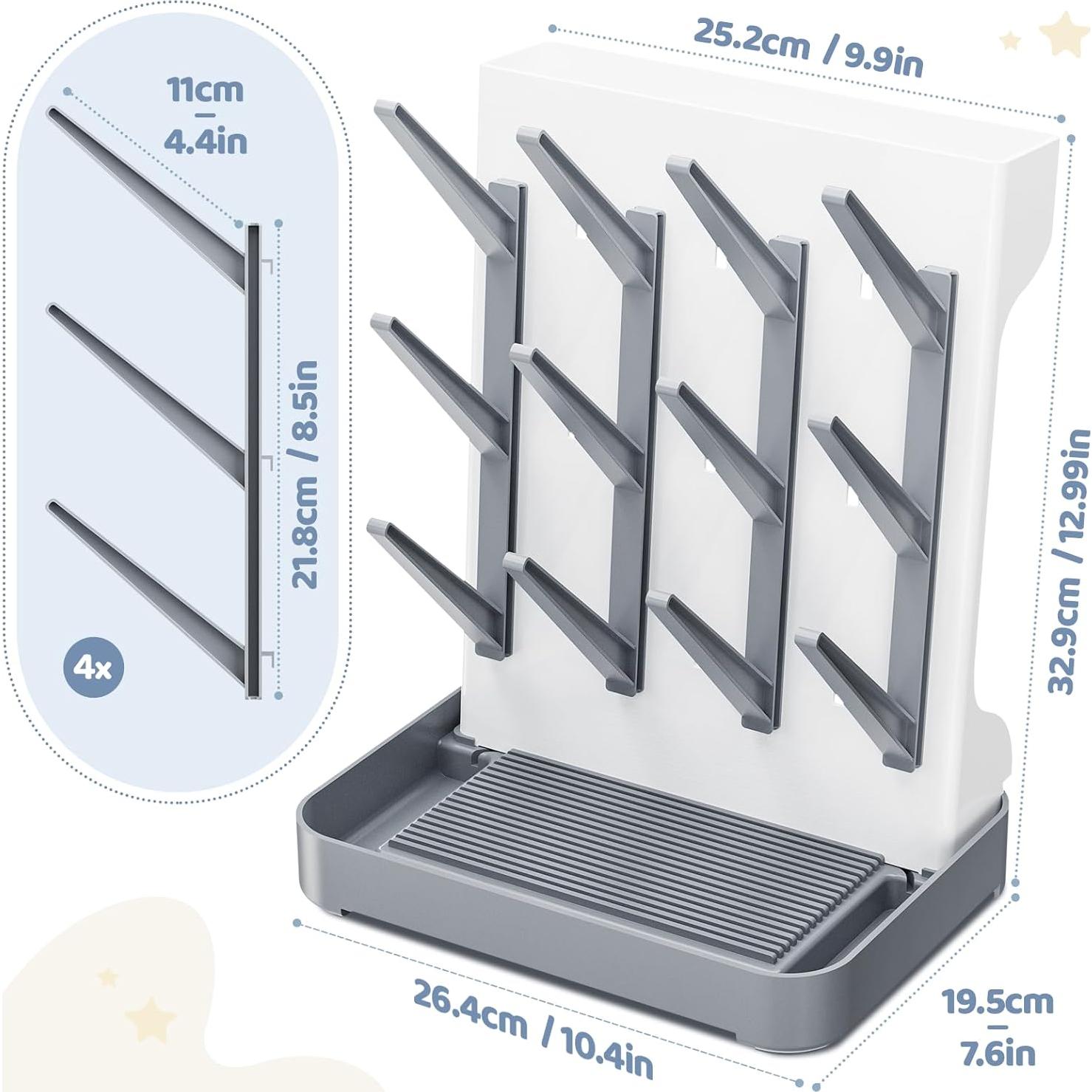 Secador de Botellas para Bebés Dayacoco Gris - Organizador Vertical