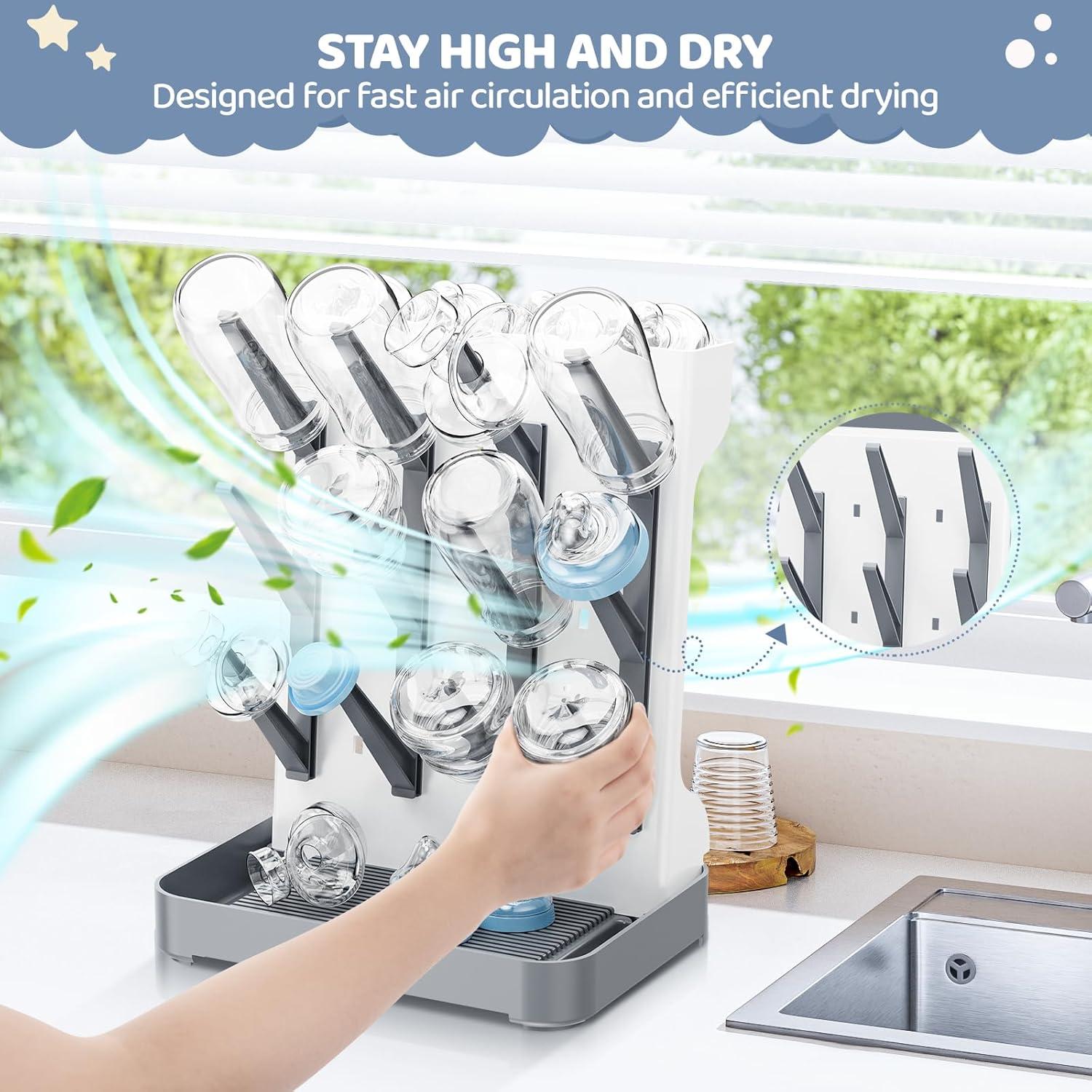 Secador de Botellas para Bebés Dayacoco Gris - Organizador Vertical