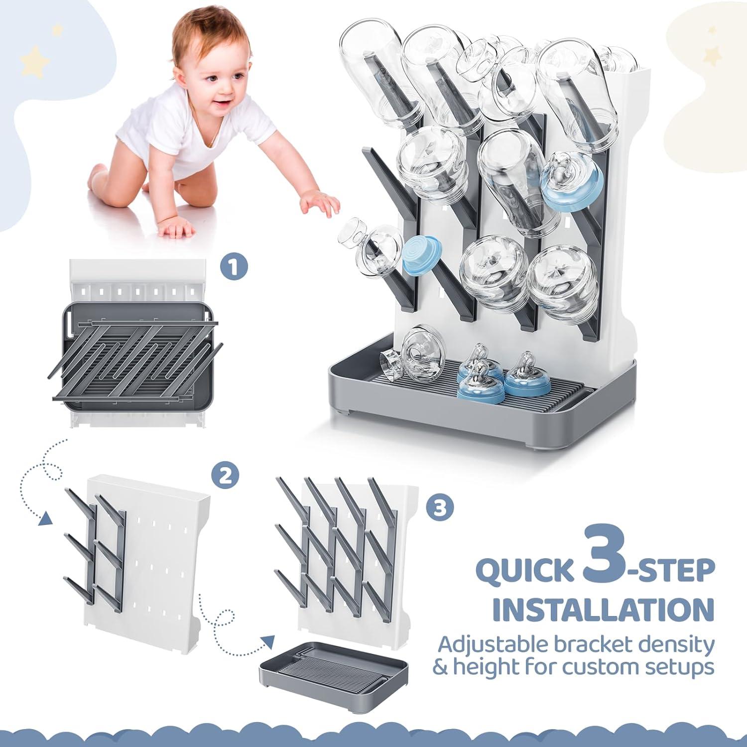 Secador de Botellas para Bebés Dayacoco Gris - Organizador Vertical