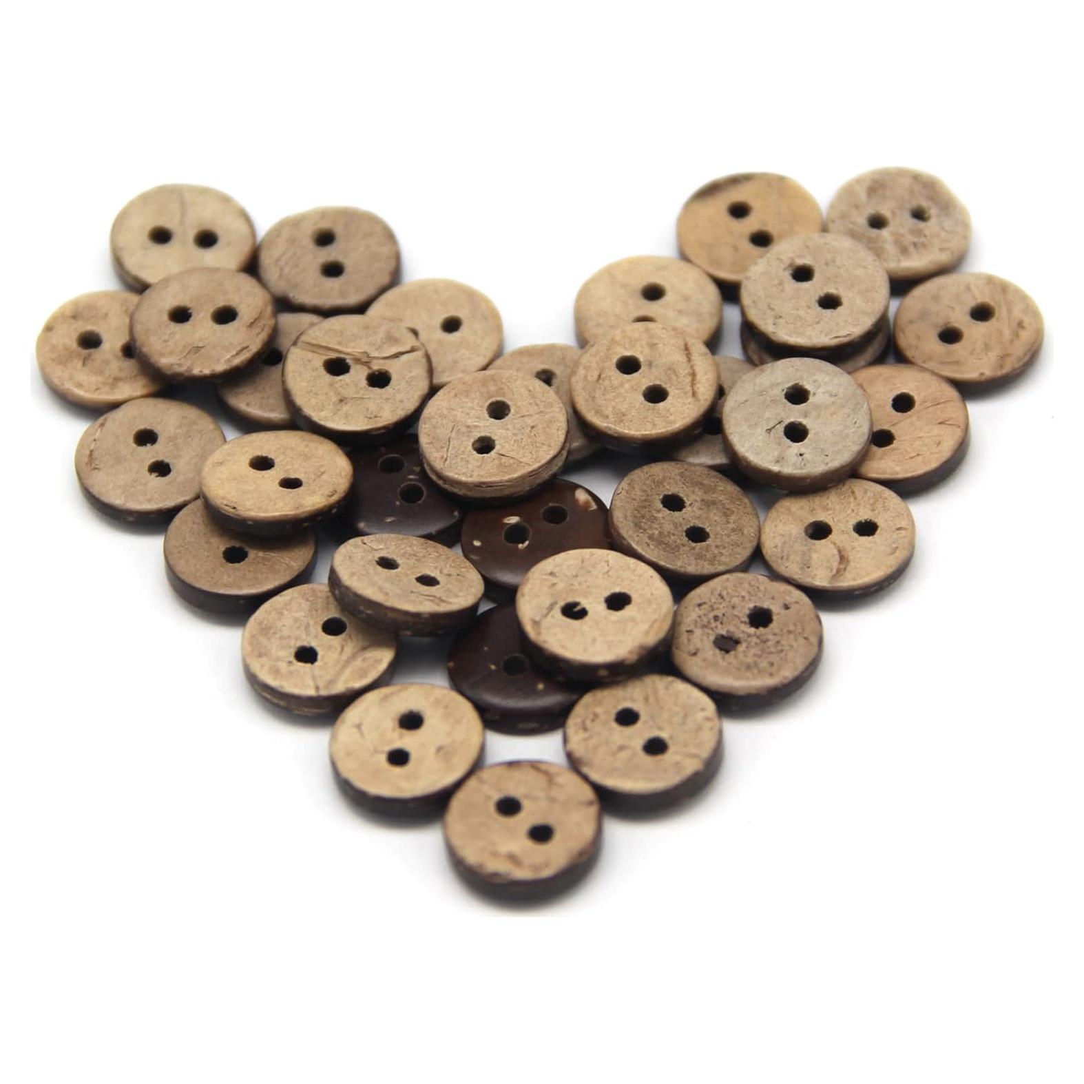 100 Botones de Coco Natural 10mm USOSOU Ecológicos para Manualidades