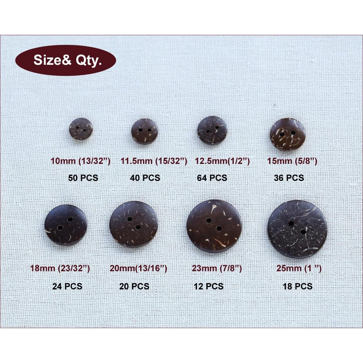 266 Botones de Madera de Coco GANSSIA 10-25mm para Costura