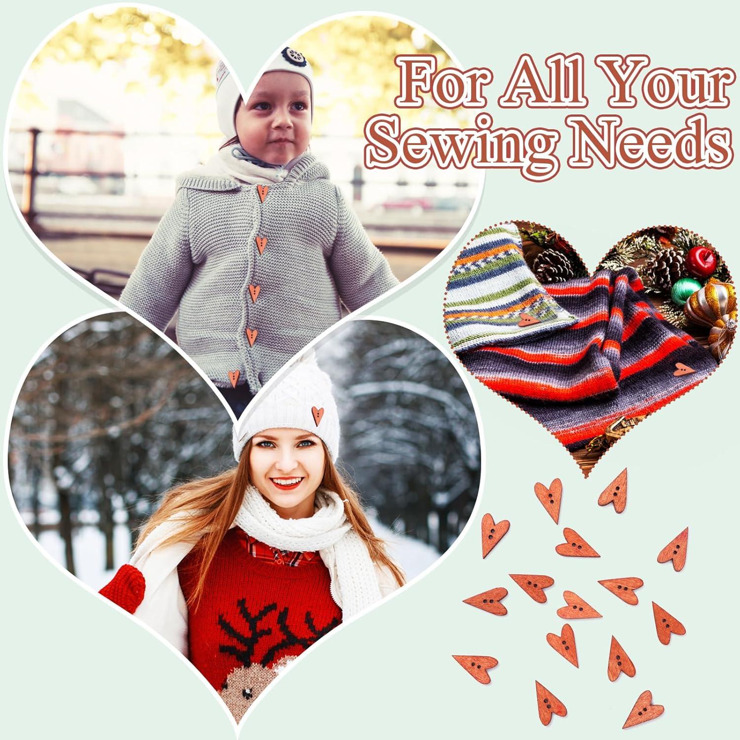 200 Botones de Madera Corazón Zeyune 2.54 cm para Manualidades