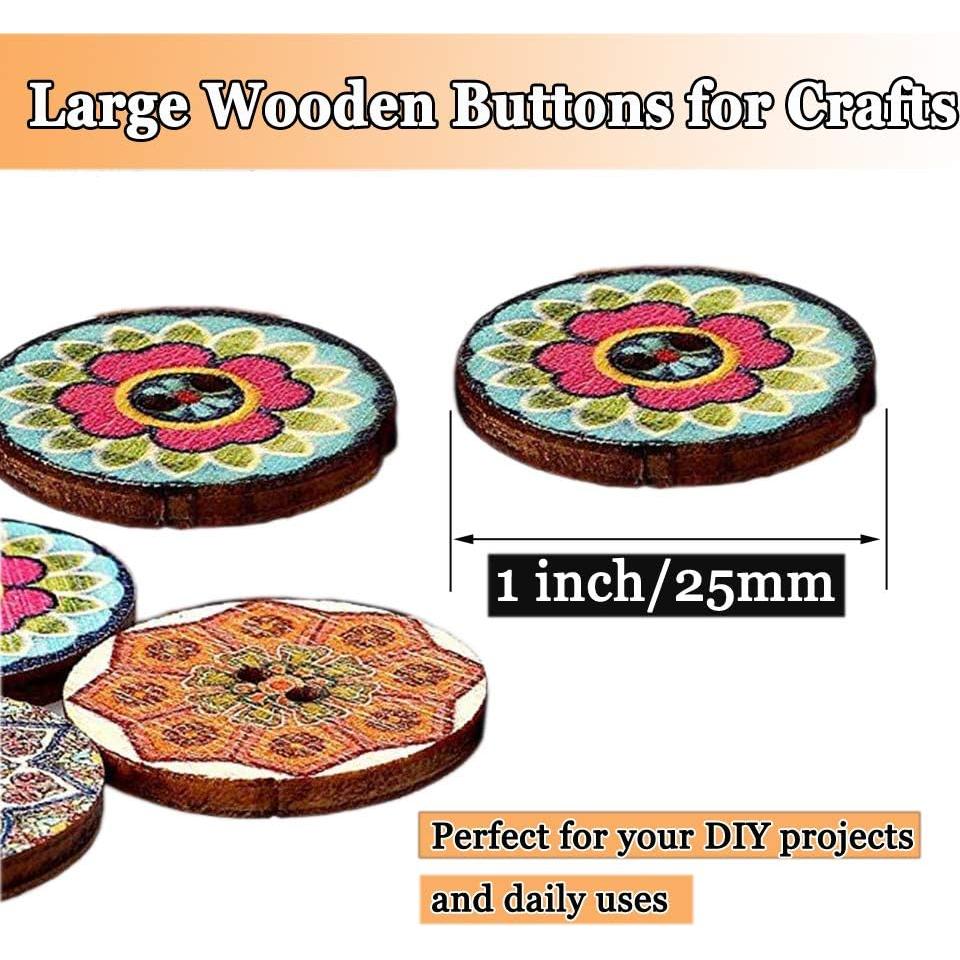 Botones de Madera Vintage ANCHRISLY 100pcs 25mm Redondos