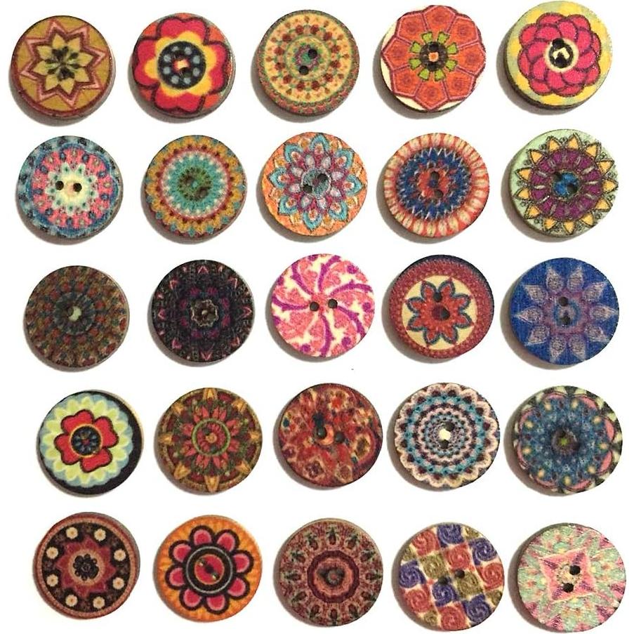 Botones de Madera Vintage ANCHRISLY 100pcs 25mm Redondos