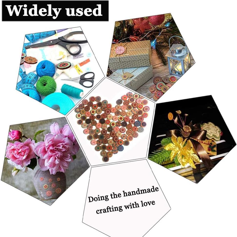 Botones de Madera Vintage ANCHRISLY 100pcs 25mm Redondos