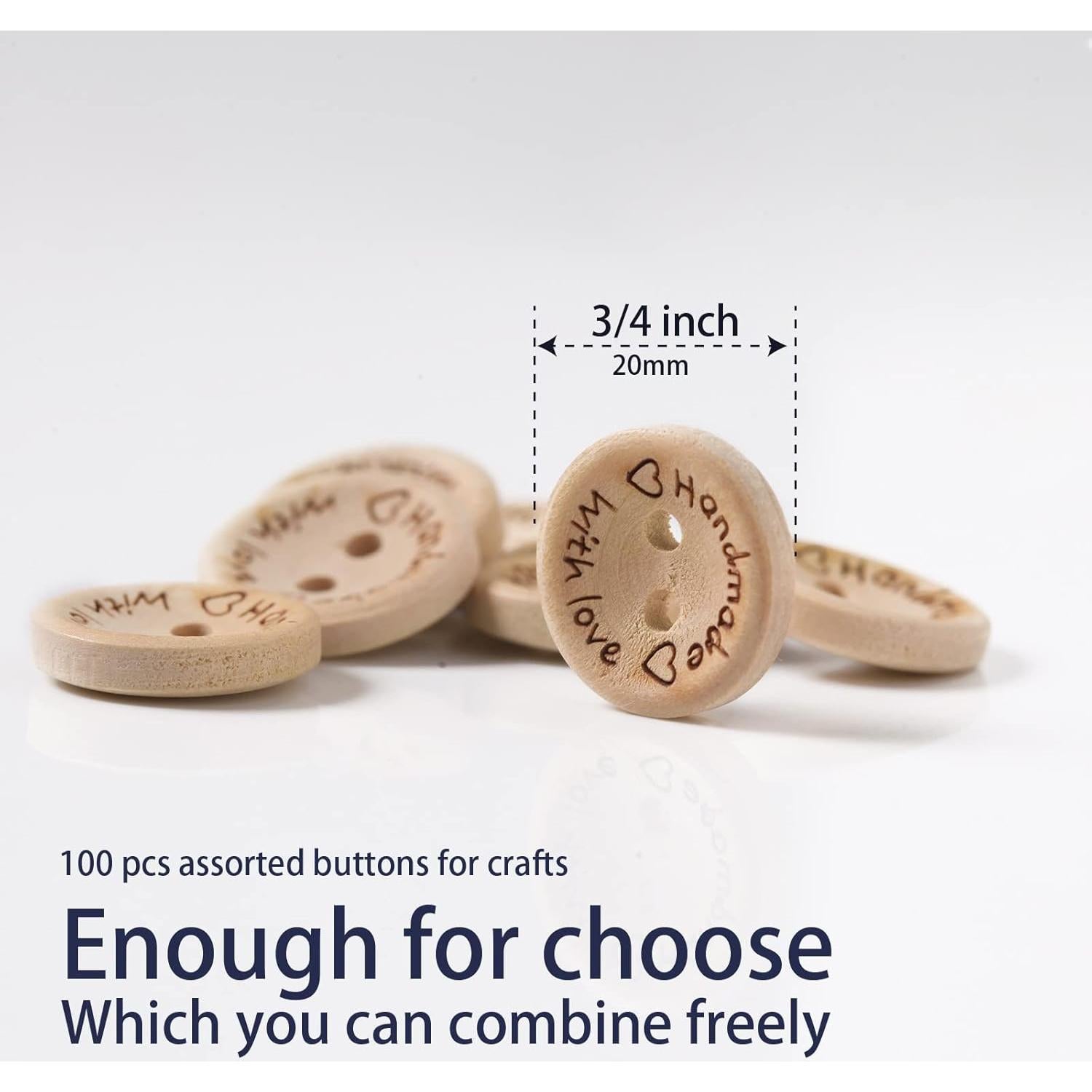 100 Botones de Madera Hechos a Mano MASONEE 20mm Redondos