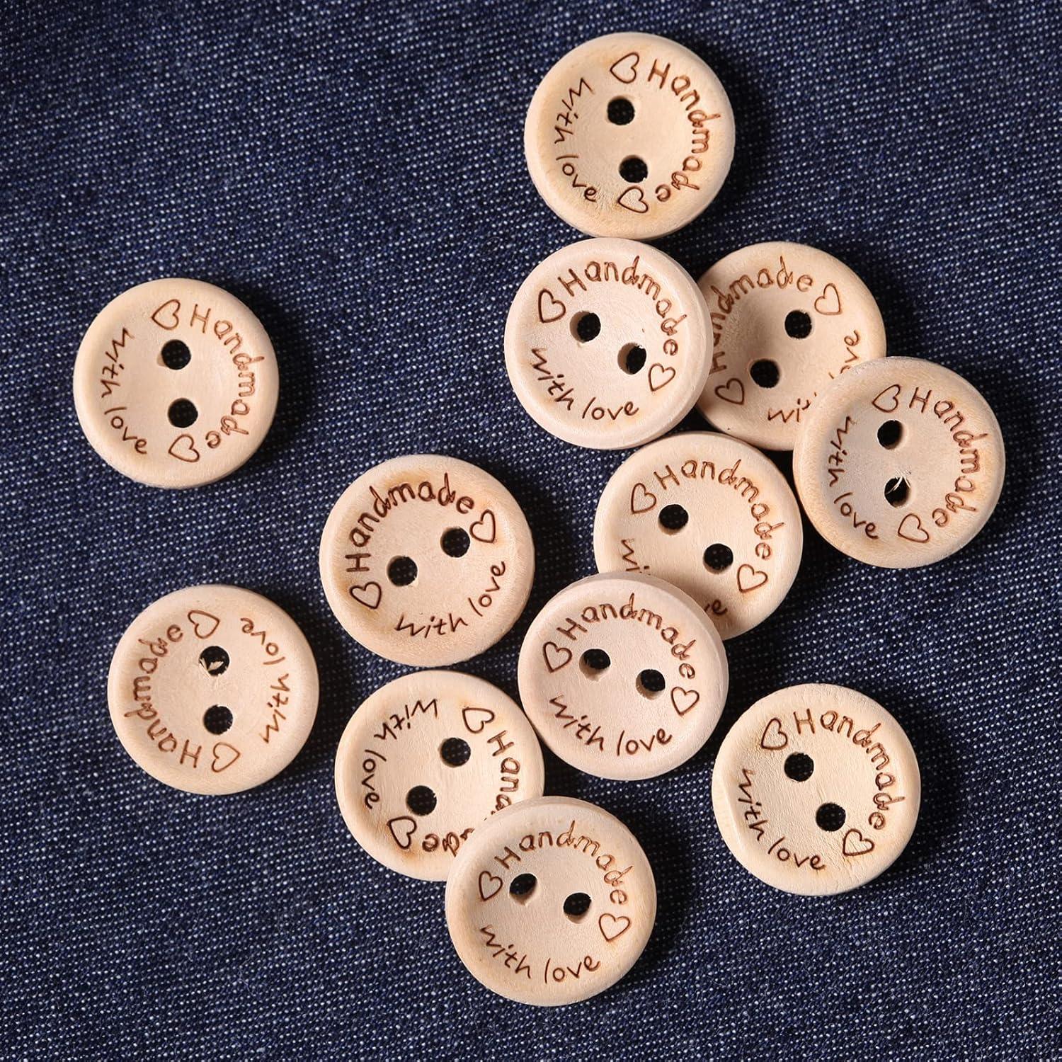 100 Botones de Madera Hechos a Mano MASONEE 20mm Redondos