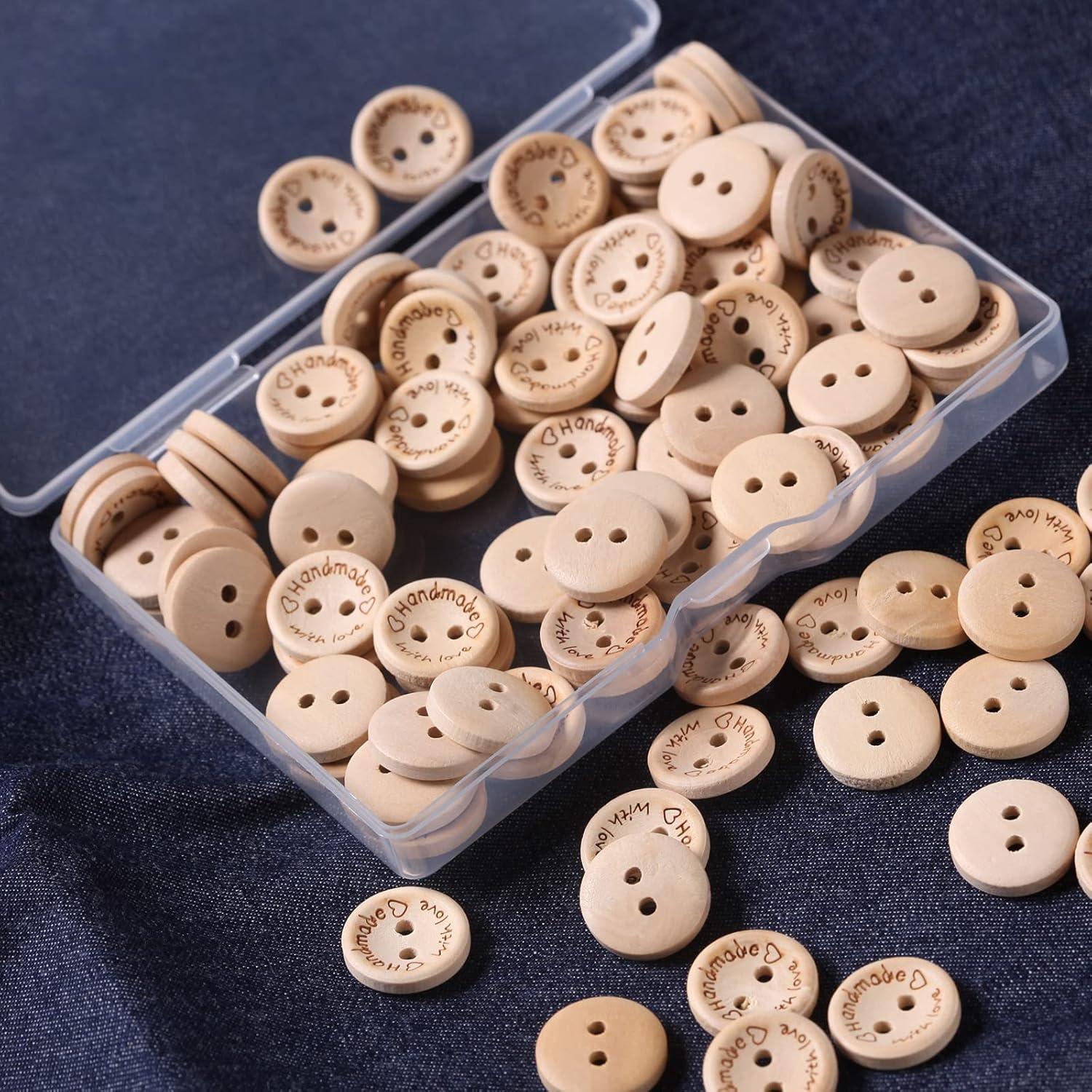 100 Botones de Madera Hechos a Mano MASONEE 20mm Redondos