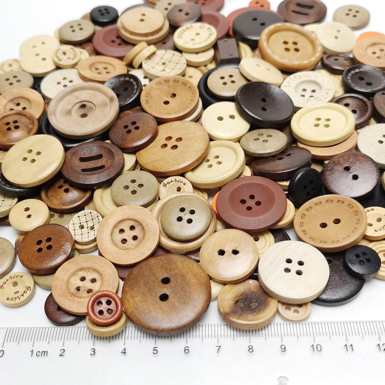 Botones de Madera Libiline 100pcs 10-30mm Decorativos