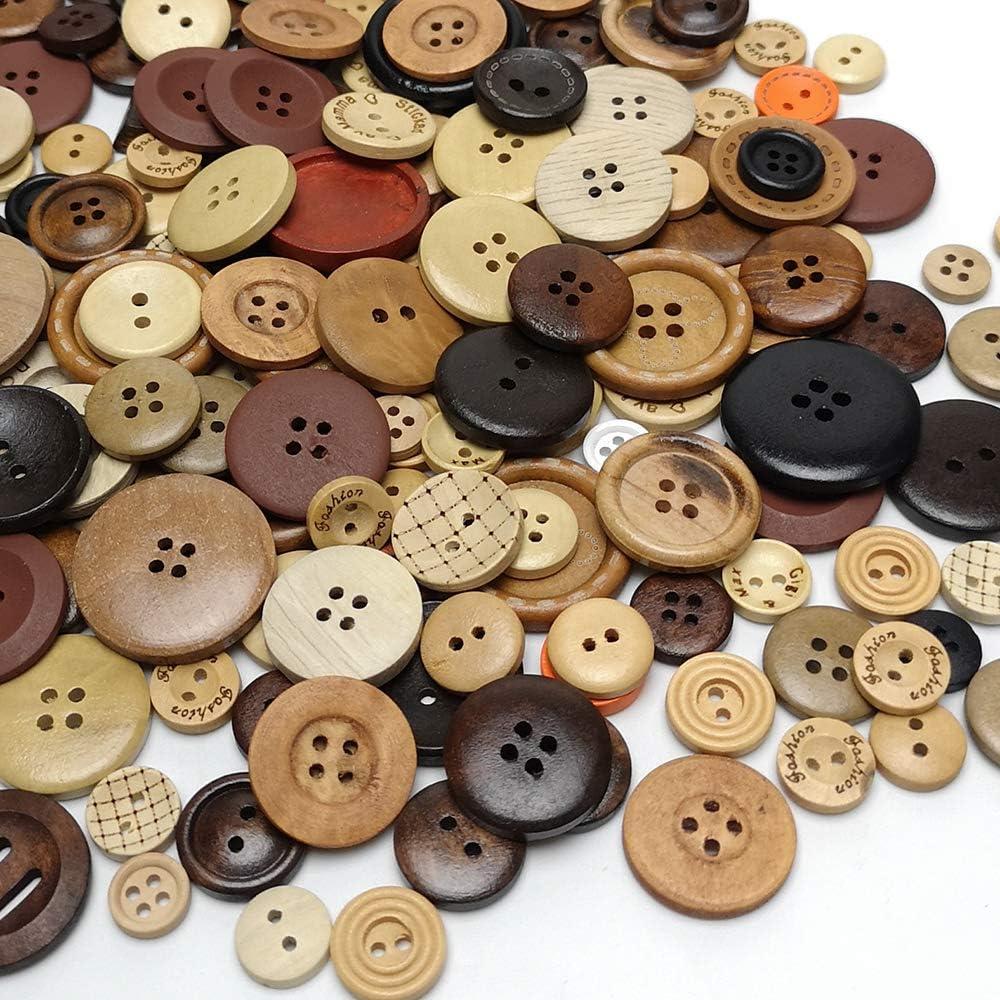 Botones de Madera Libiline 100pcs 10-30mm Decorativos