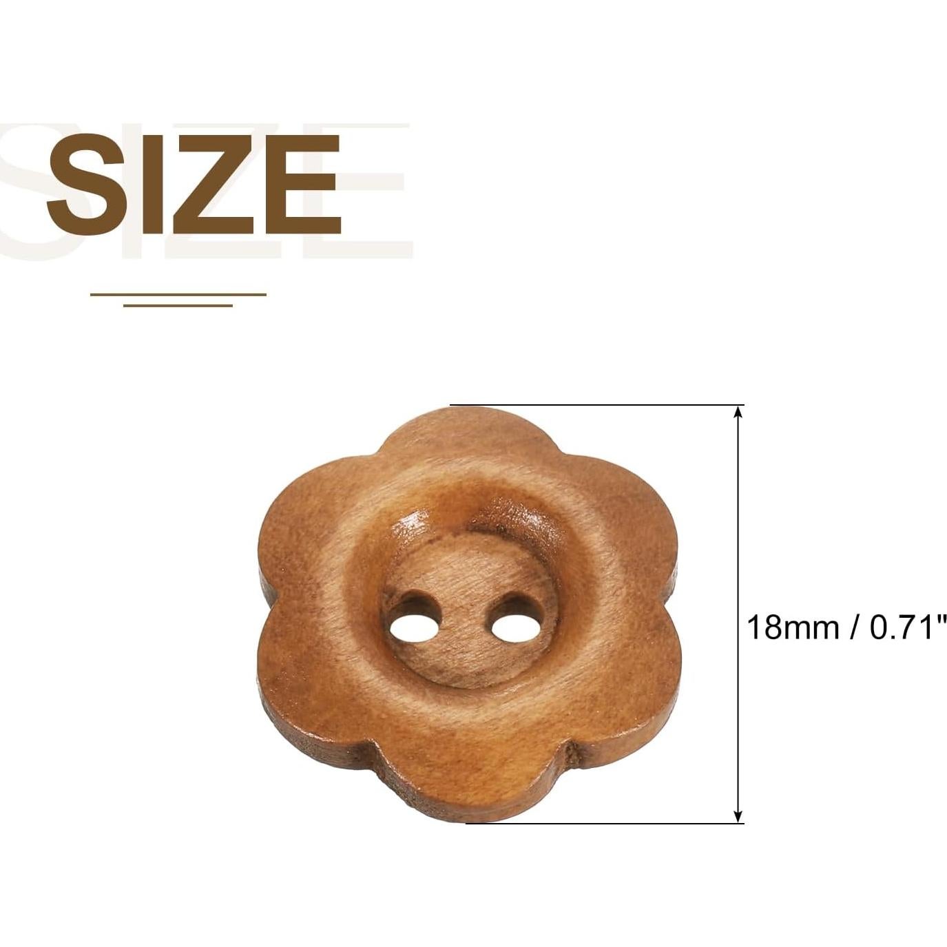 Botones de Madera en Forma de Flor uxcell 50Pcs 18mm Café