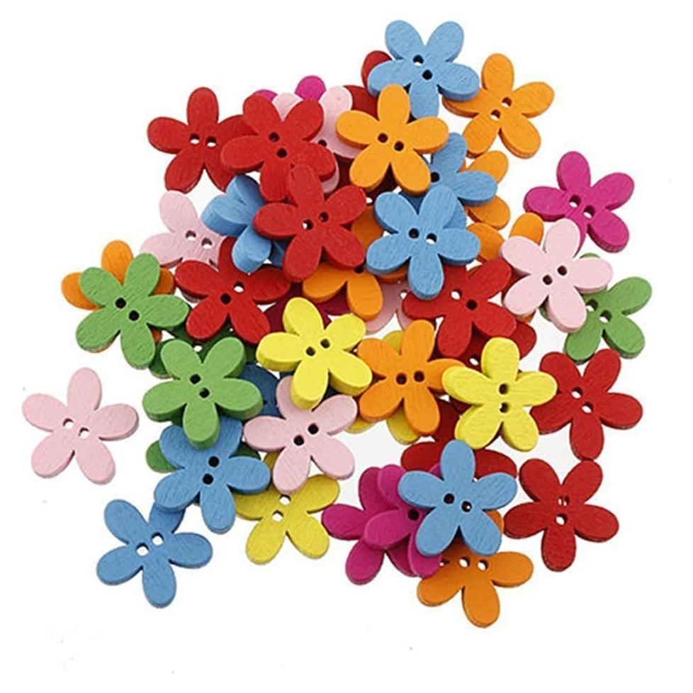 100 Botones de Madera Coloridos Rosenice 15mm para Costura