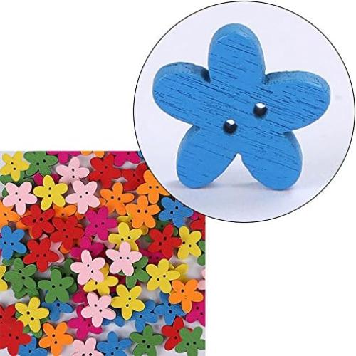 100 Botones de Madera Coloridos Rosenice 15mm para Costura