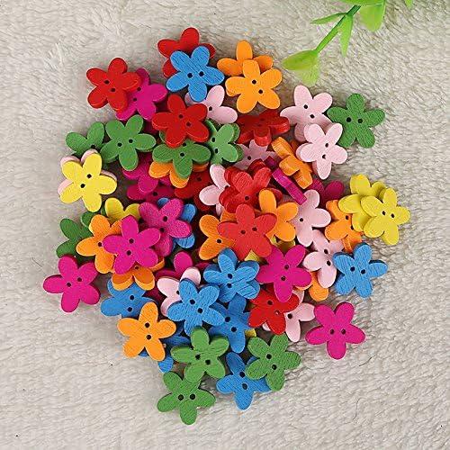 100 Botones de Madera Coloridos Rosenice 15mm para Costura