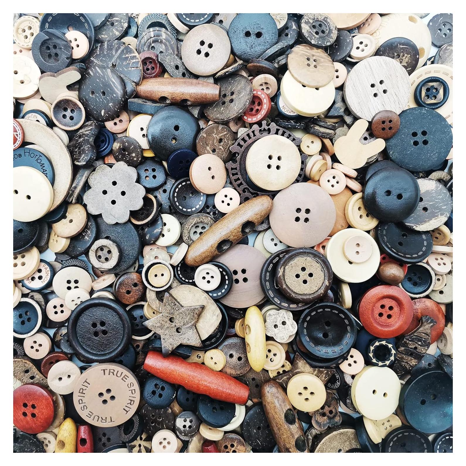 1600 Botones de Madera Beige Qovydx para Manualidades DIY