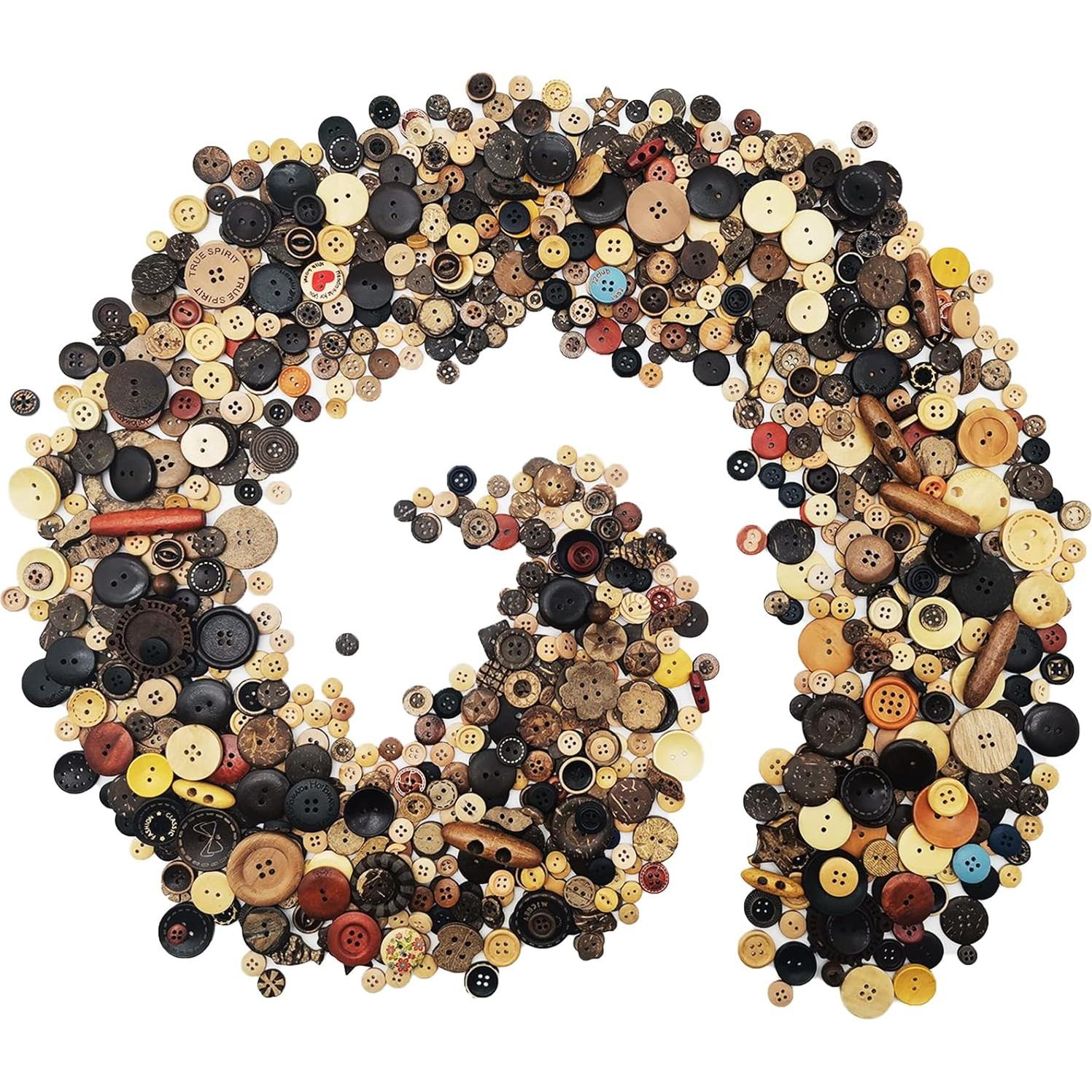 1600 Botones de Madera Beige Qovydx para Manualidades DIY