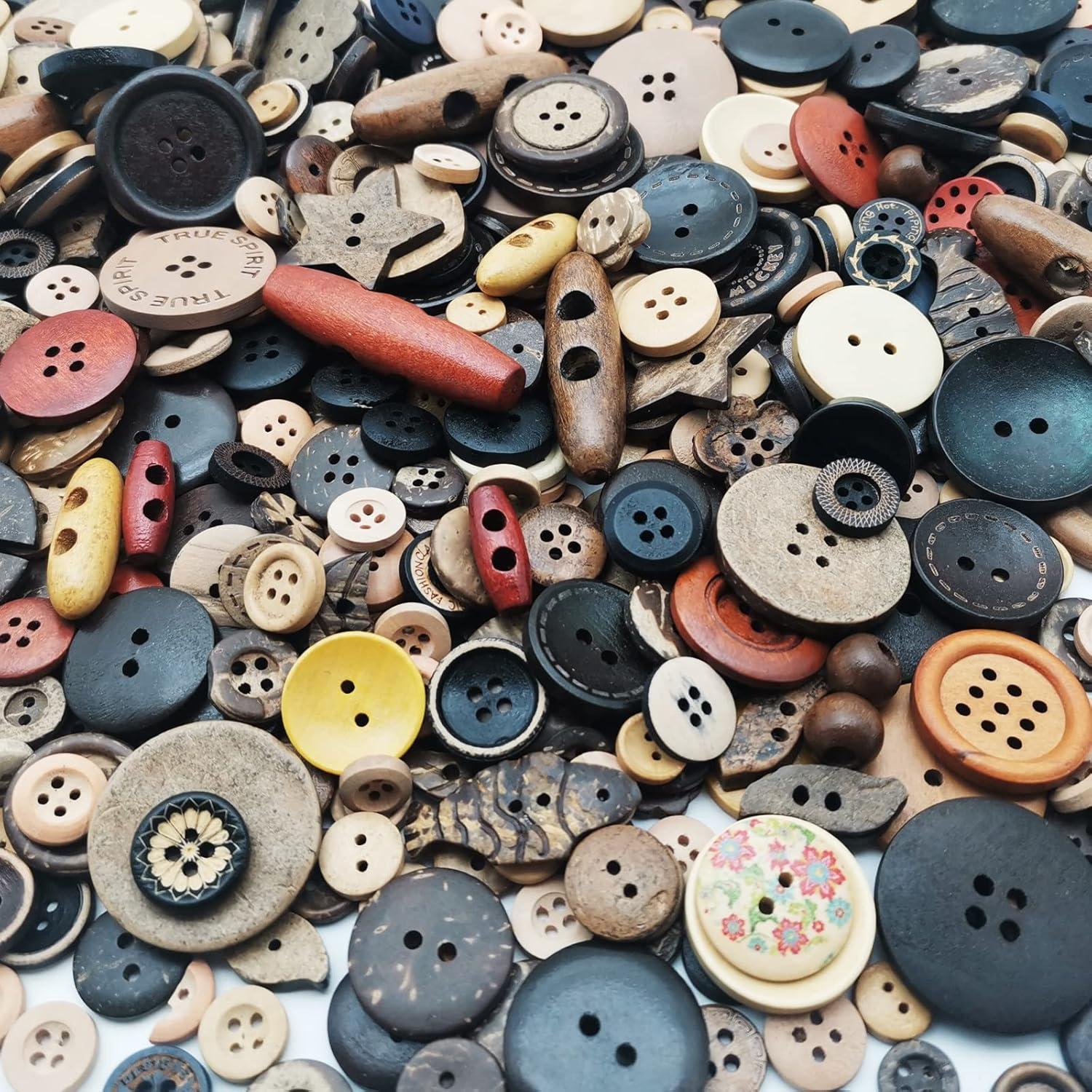 1600 Botones de Madera Beige Qovydx para Manualidades DIY