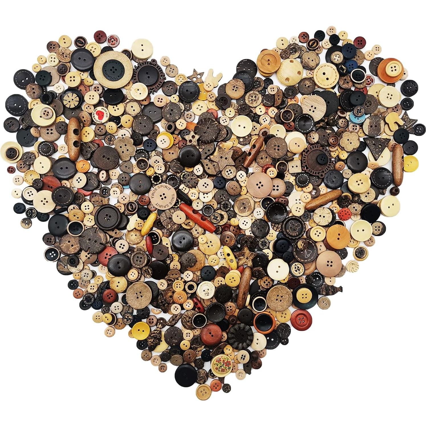 1600 Botones de Madera Beige Qovydx para Manualidades DIY