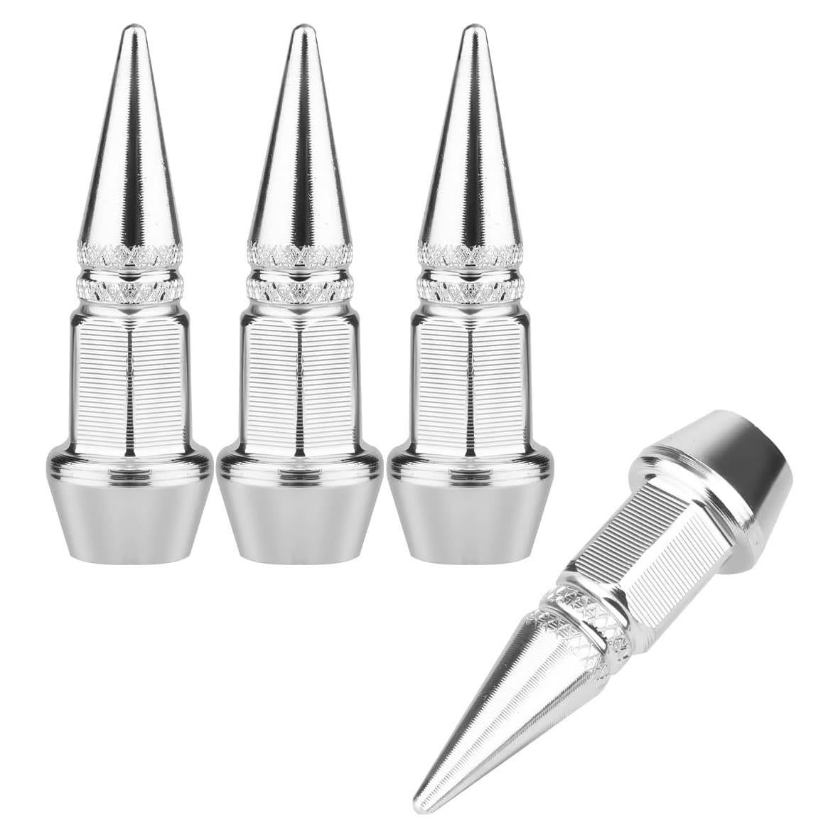 AIEX 4 Tapas de Válvula de Aluminio para Neumáticos Plata