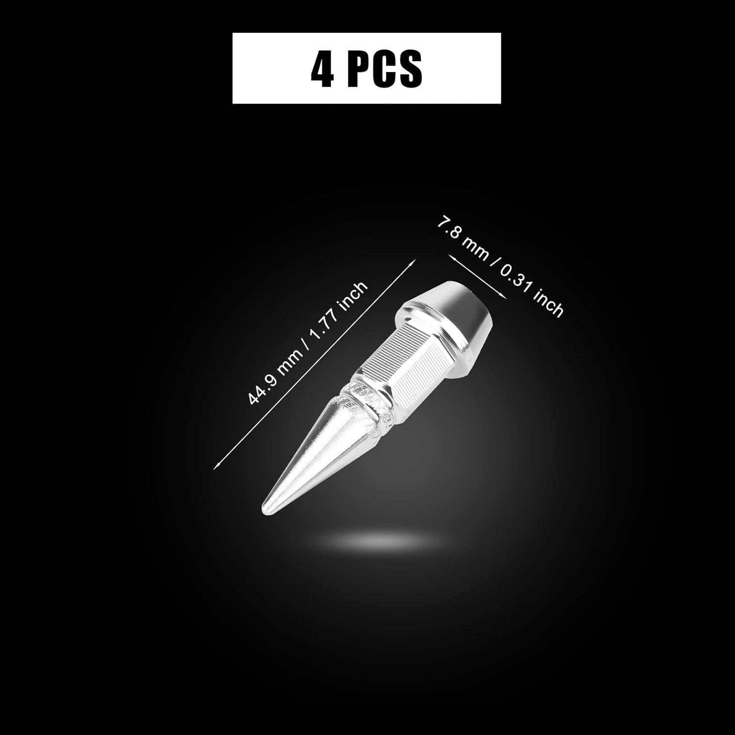 AIEX 4 Tapas de Válvula de Aluminio para Neumáticos Plata