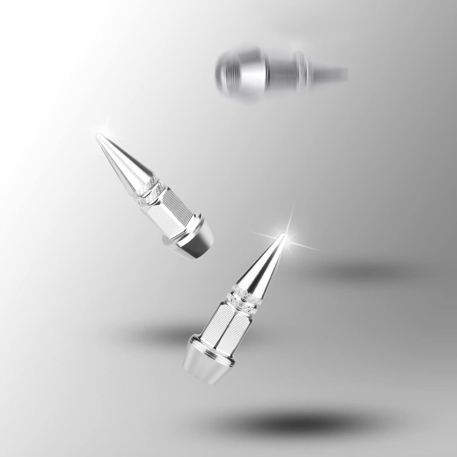 AIEX 4 Tapas de Válvula de Aluminio para Neumáticos Plata