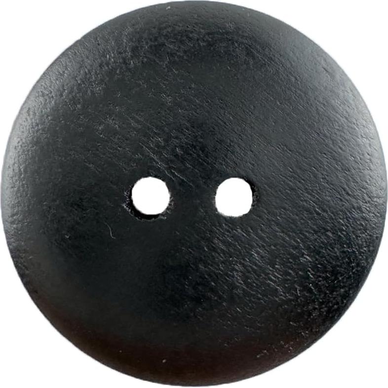 50 Botones de Madera Clásicos MTCELL 25mm Negros Convexos