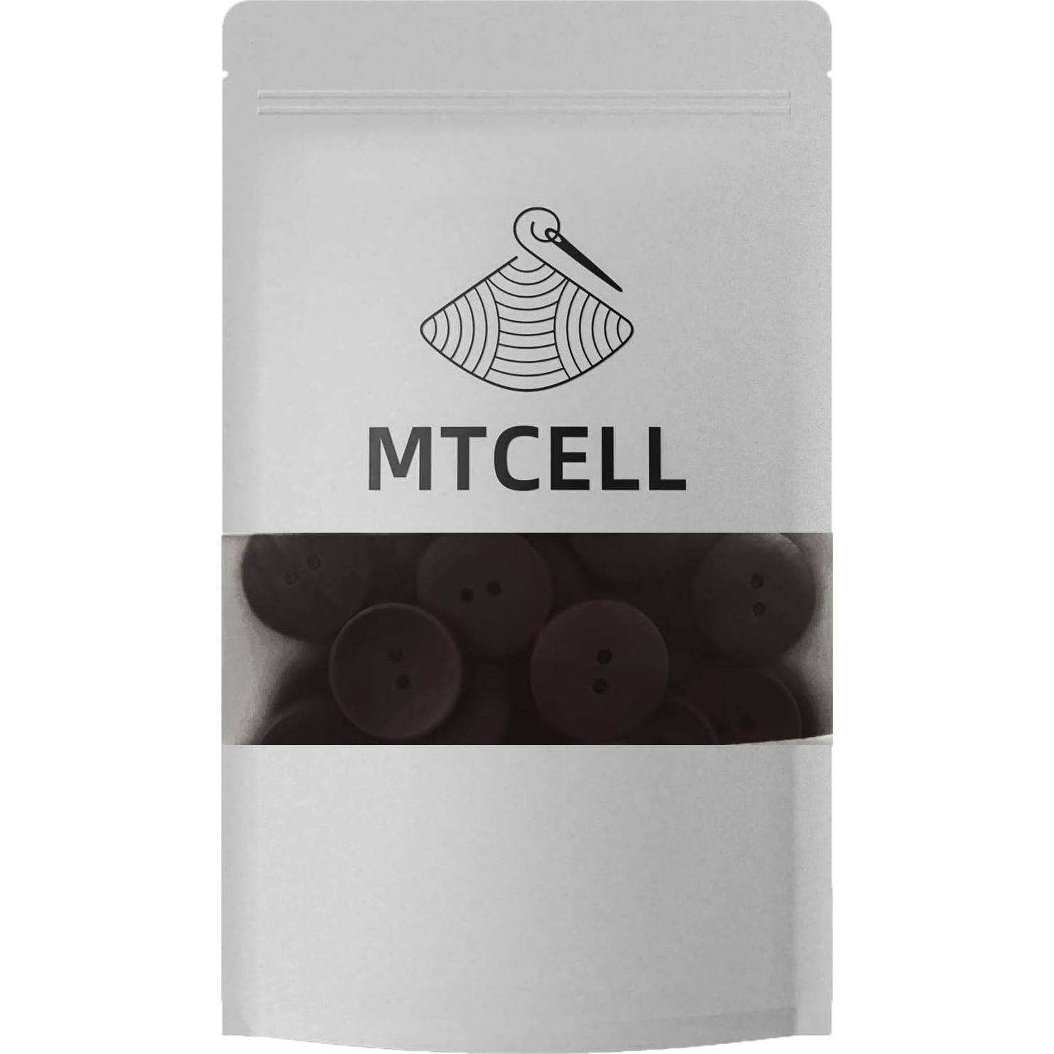 50 Botones de Madera Clásicos MTCELL 25mm Negros Convexos