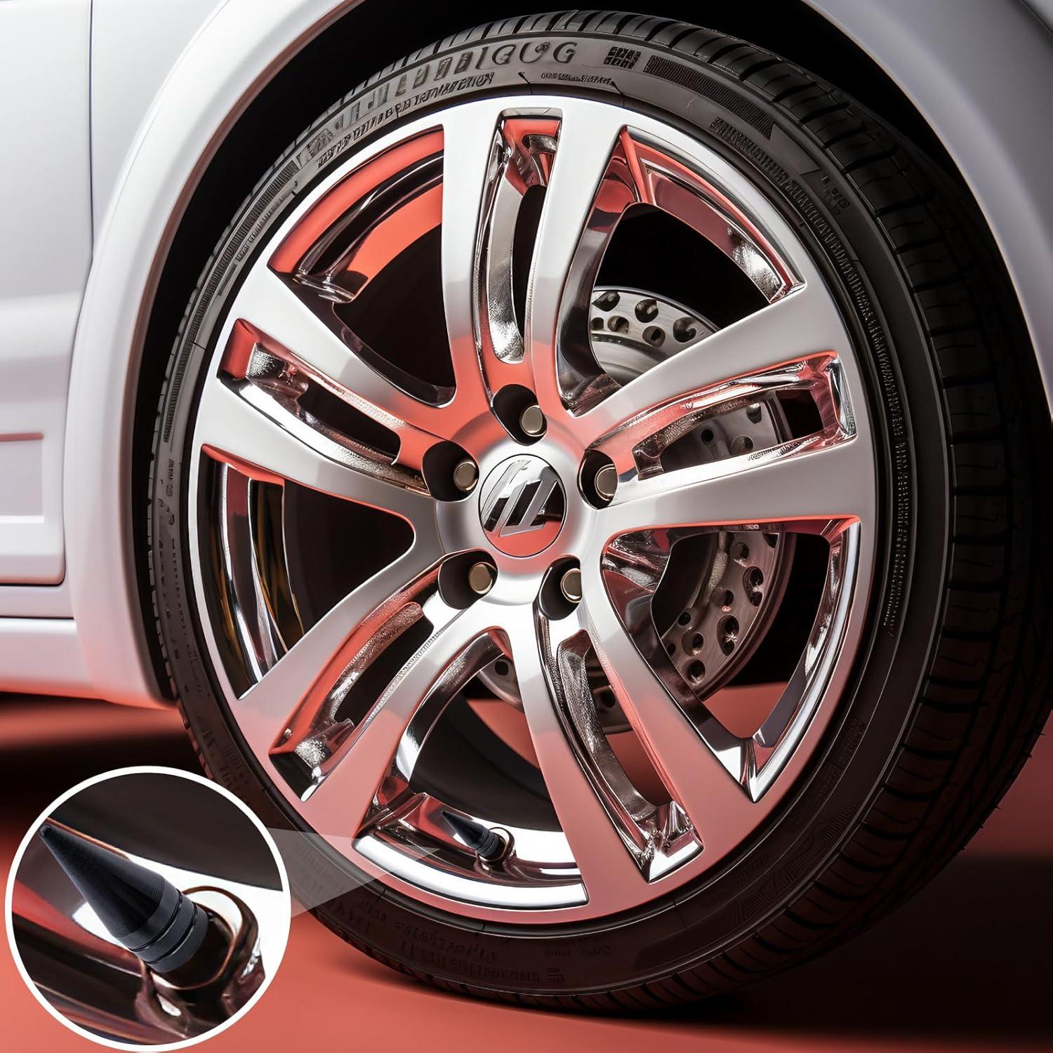 4 Tapones de Válvula de Neumático MEAJOO Aluminio Negro