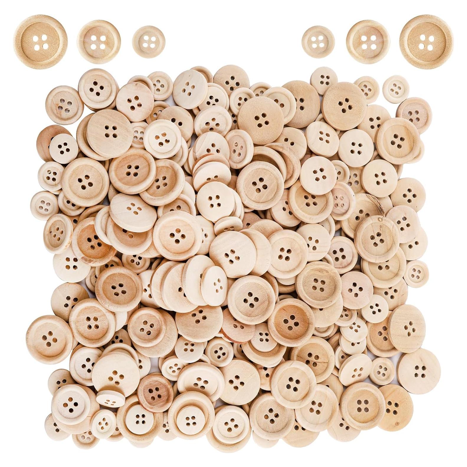 Botones de Madera Natural Tosnail 600 Piezas 15-25 mm