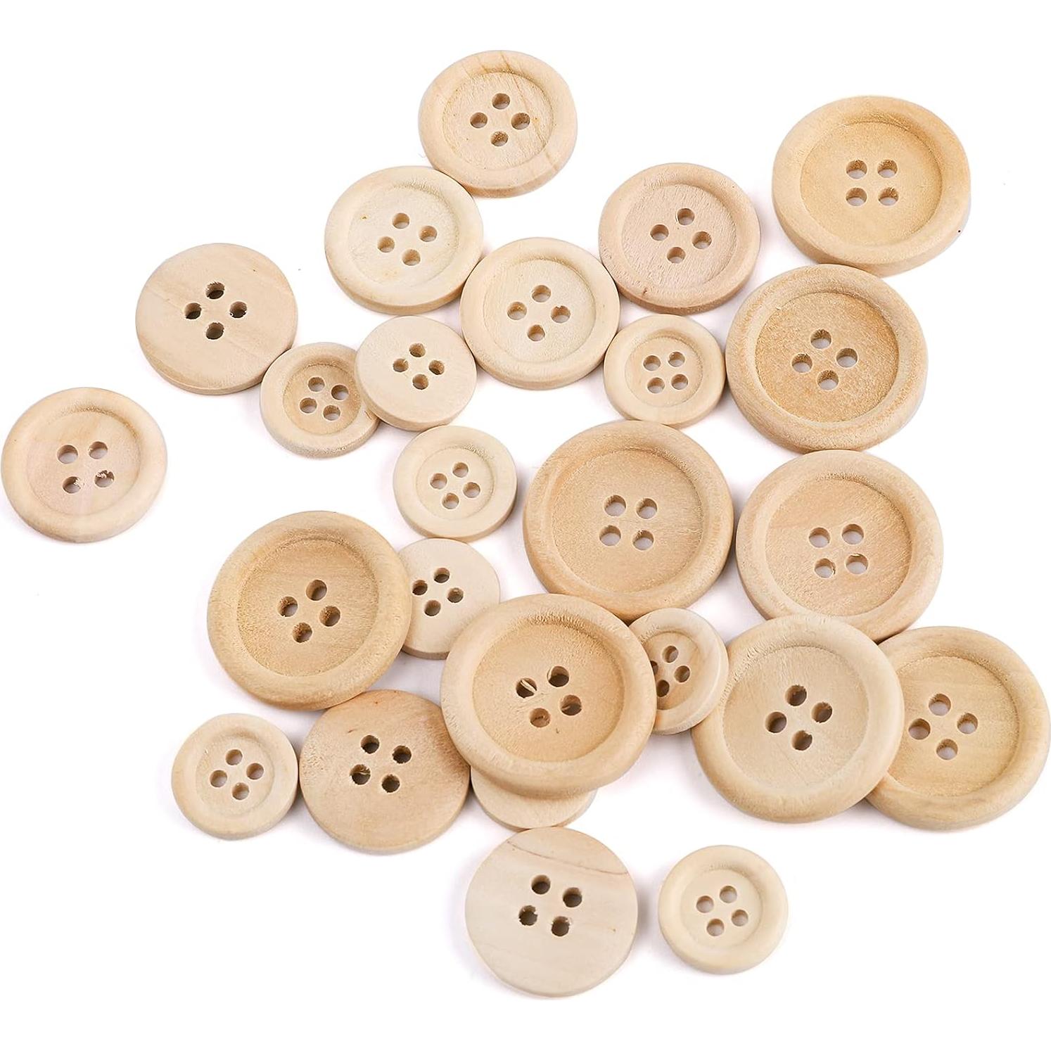 Botones de Madera Natural Tosnail 600 Piezas 15-25 mm